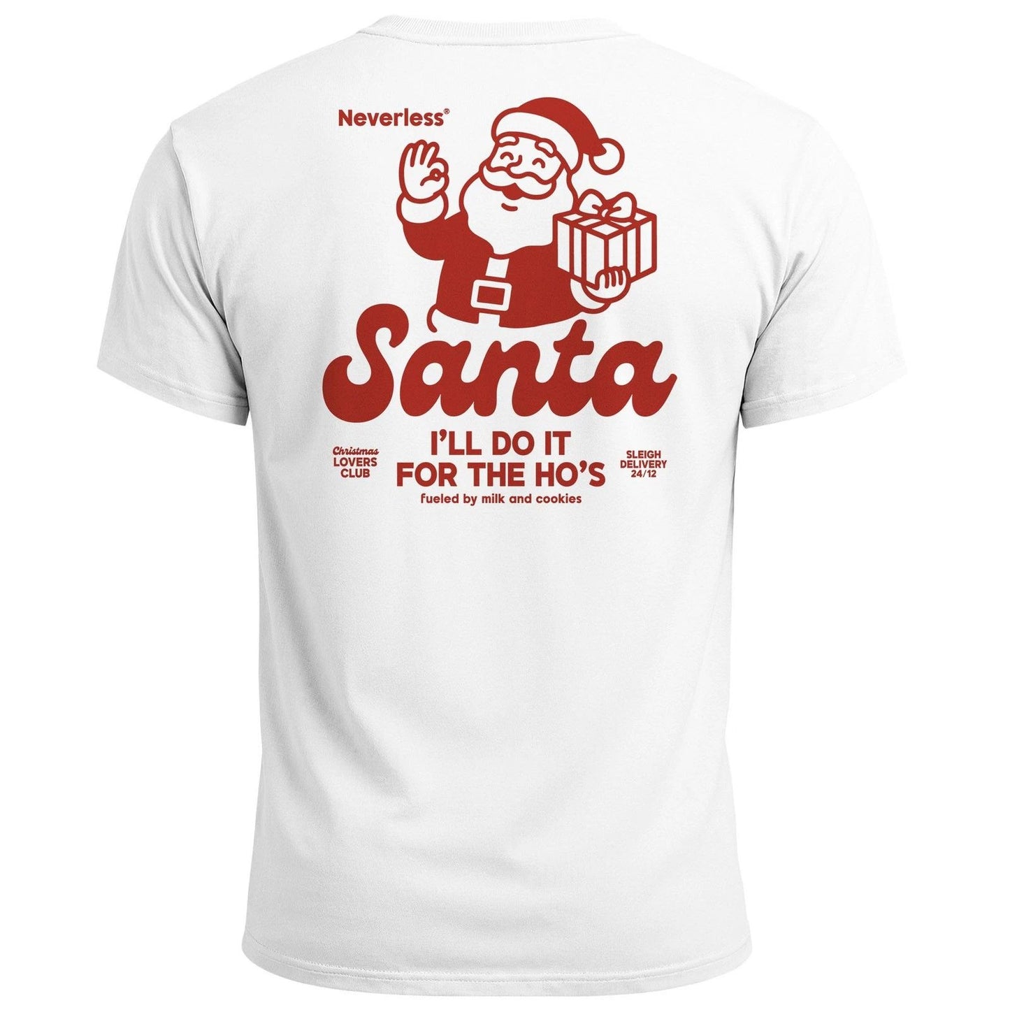 Mens Back Print Christmas Retro Santa Claus Fashion Street Style T-Shirt