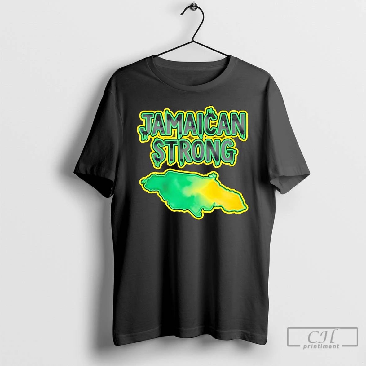 Premium Jamaica Strong Watercolor Style Country Map T Shirts