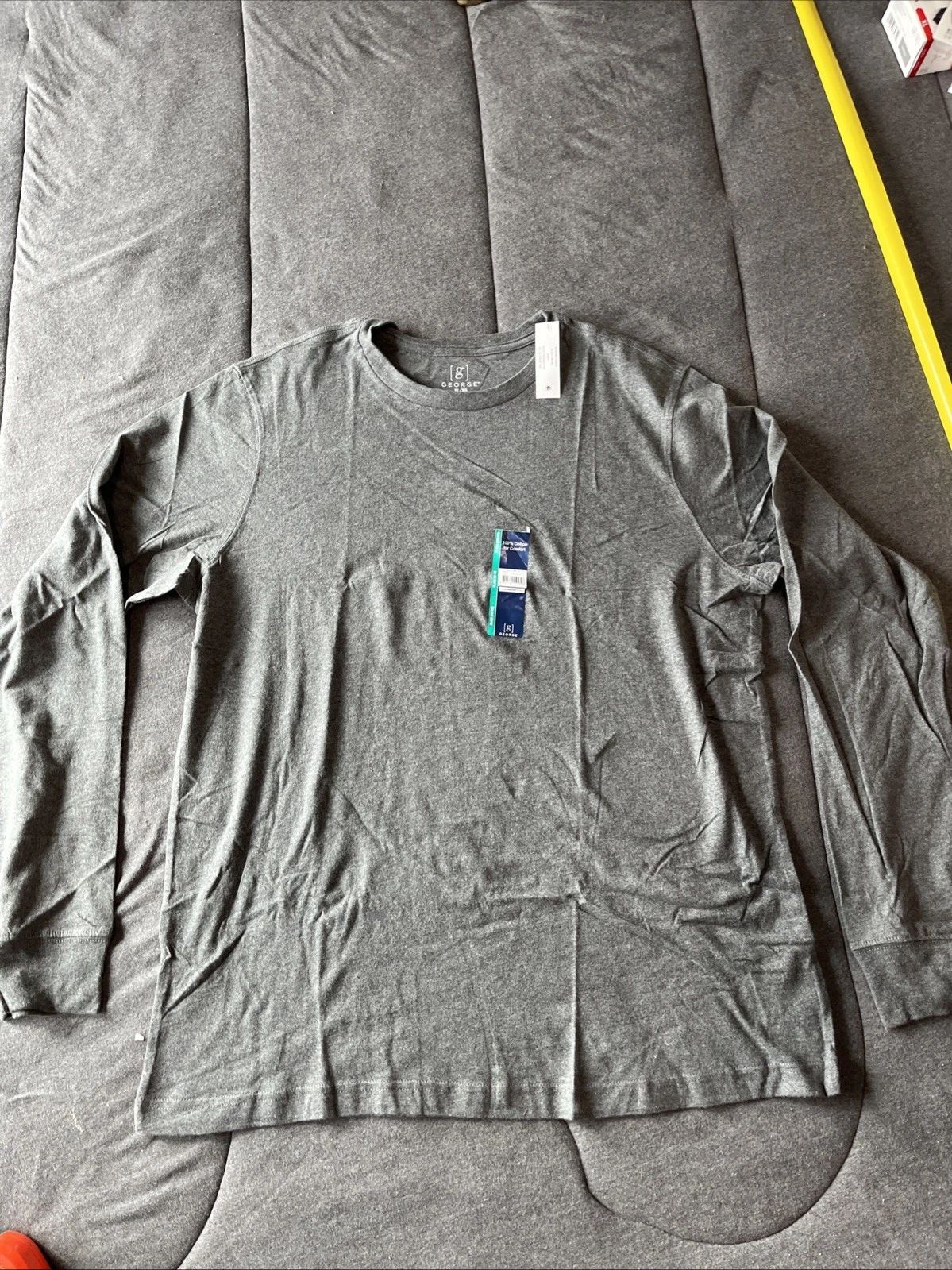 GEORGE Men’s Sz XL (46-48) Gray Crew Neck Long Sleeve T-Shirt NWT 100% Cotton