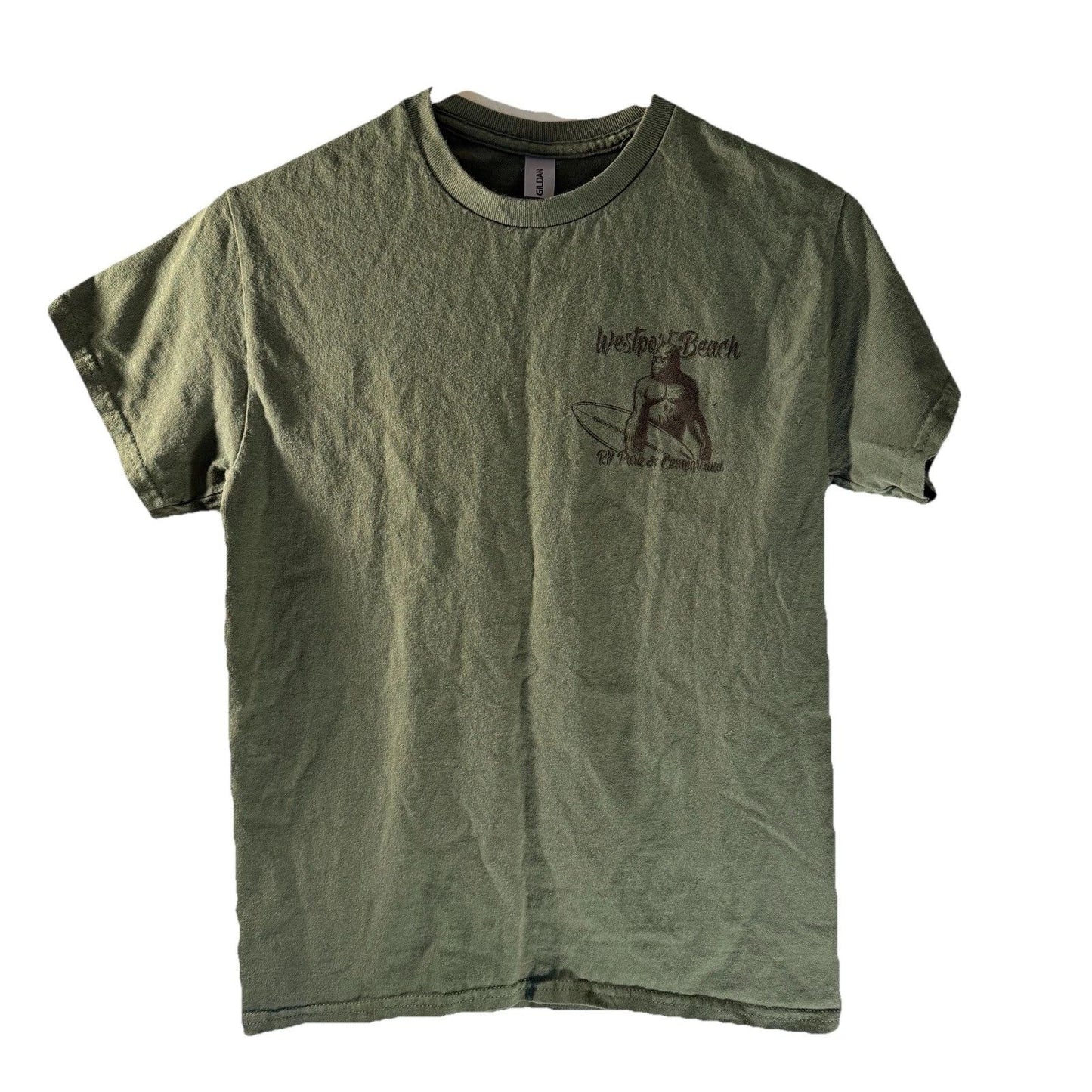 Gildan Ultra Cotton Men's Green Graphic Print T-Shirt Size S