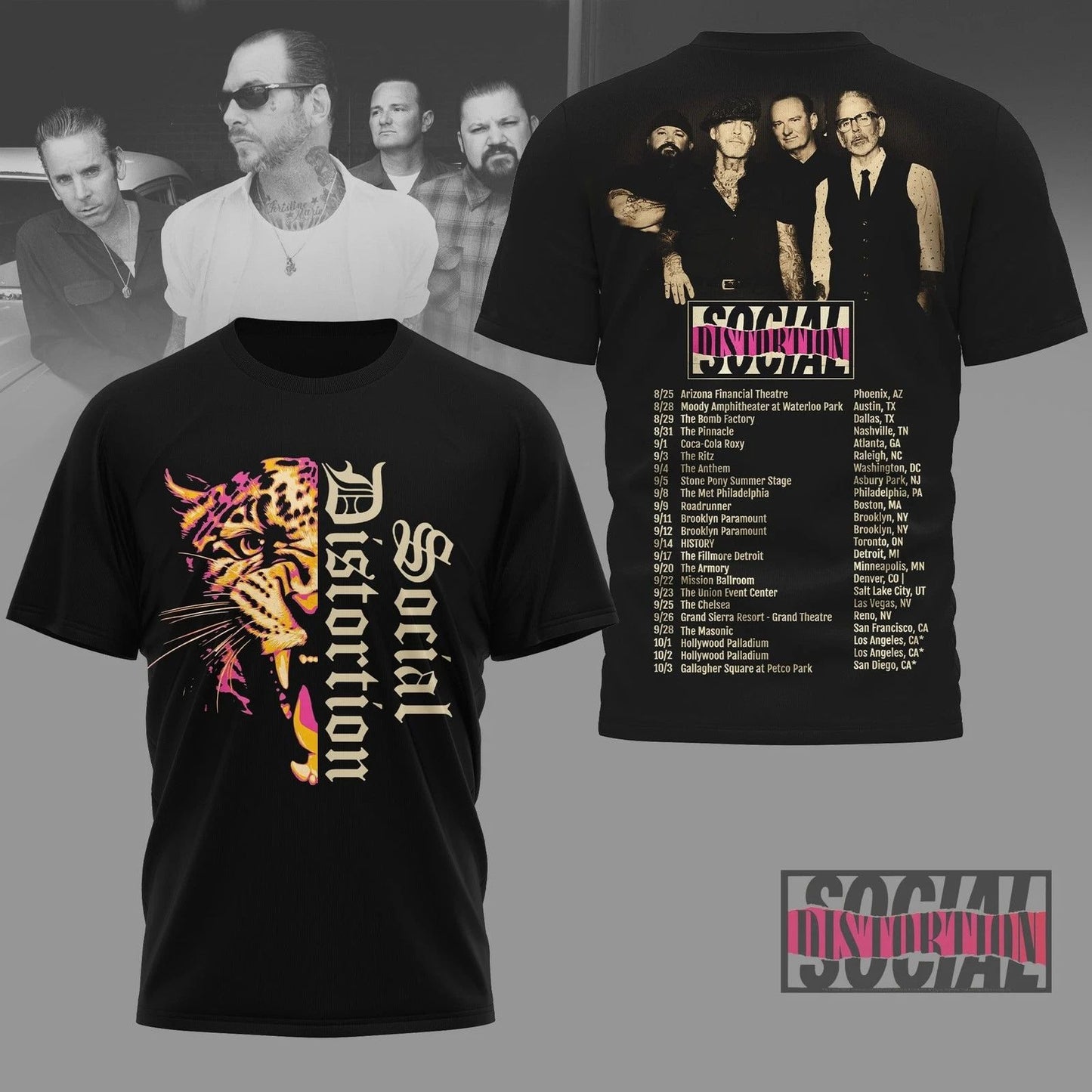 Social Distortion Tour T-Shirt Punk Rock Band Concert Tour Dates Black Tee S-4XL