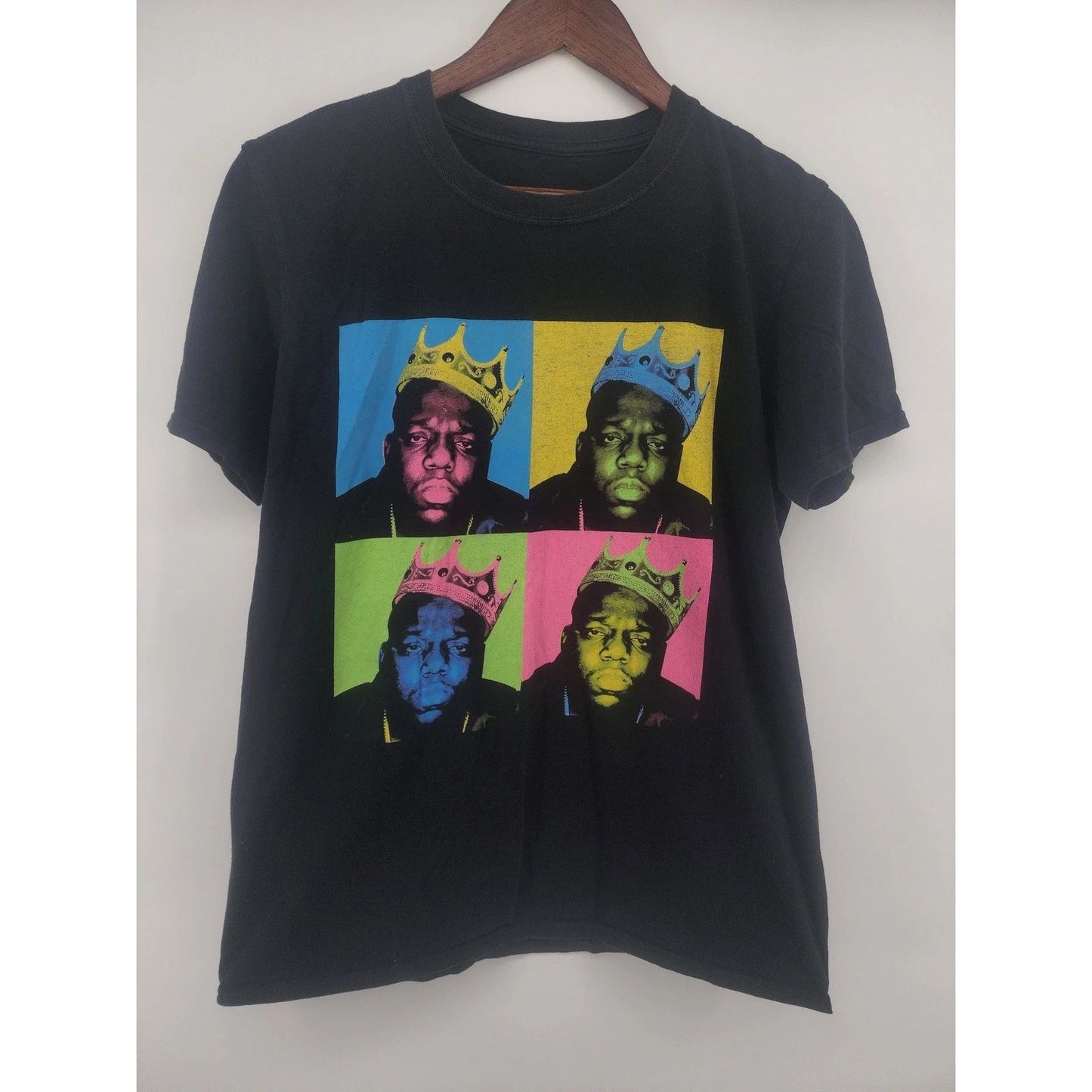 Black Notorious BIG Crown Pop Art T Shirt Men Graphic Tee Medium