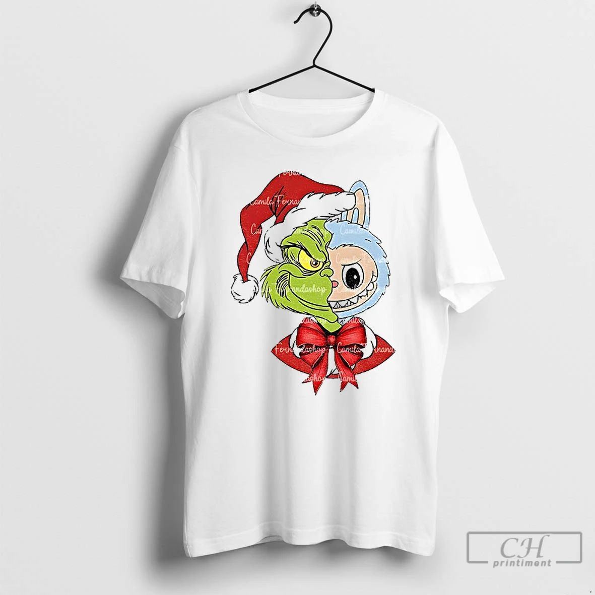 Grinch Green Guy X Labubu Santa Christmas T Shirts