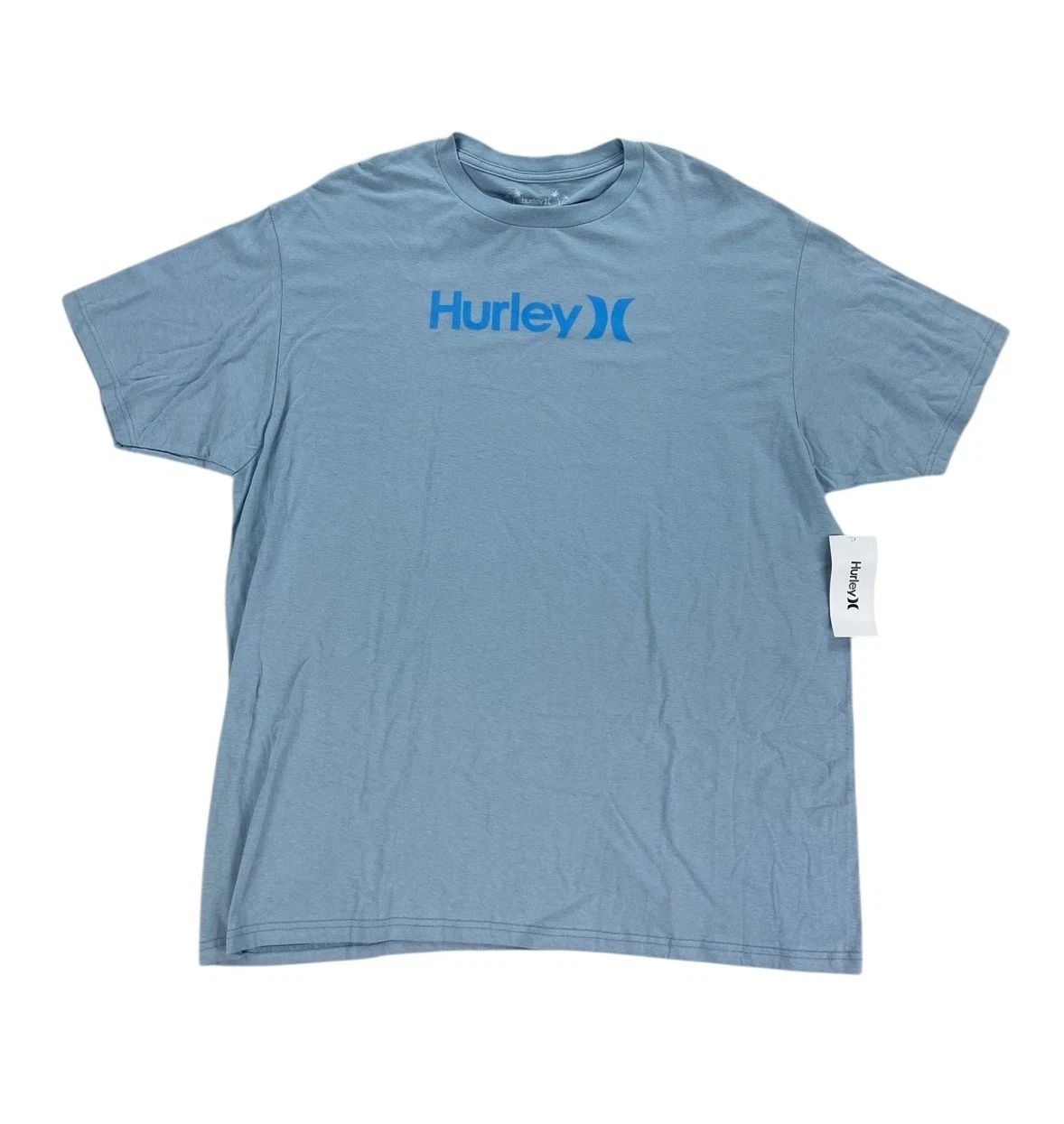 NEW Hurley Logo Short Sleeve Graphic Mens T Shirt Tee Light Blue Surf Size XL