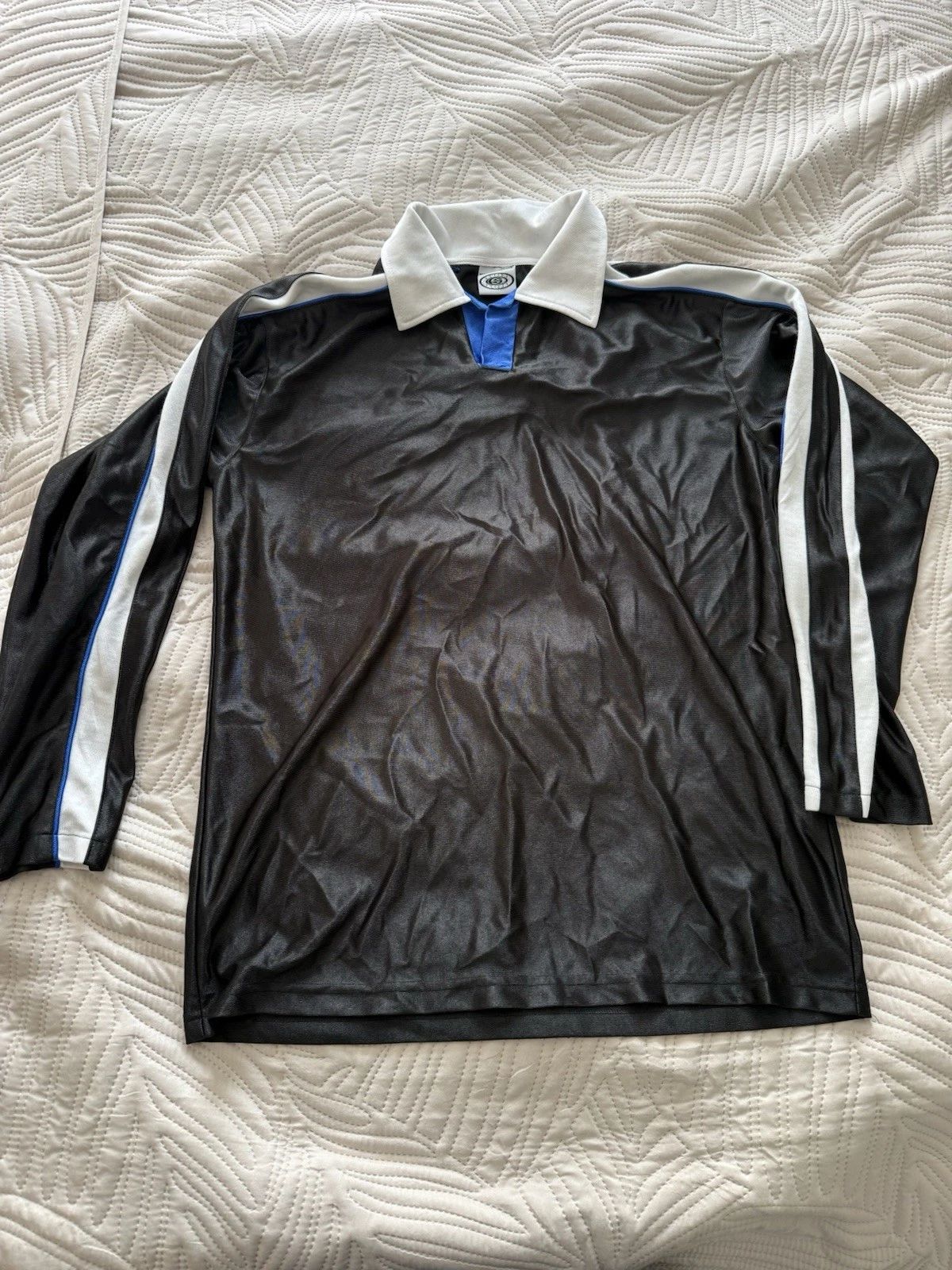 Street Culture Long Sleeve Jersey Shirt Mens L Black Blue Skate Y2K