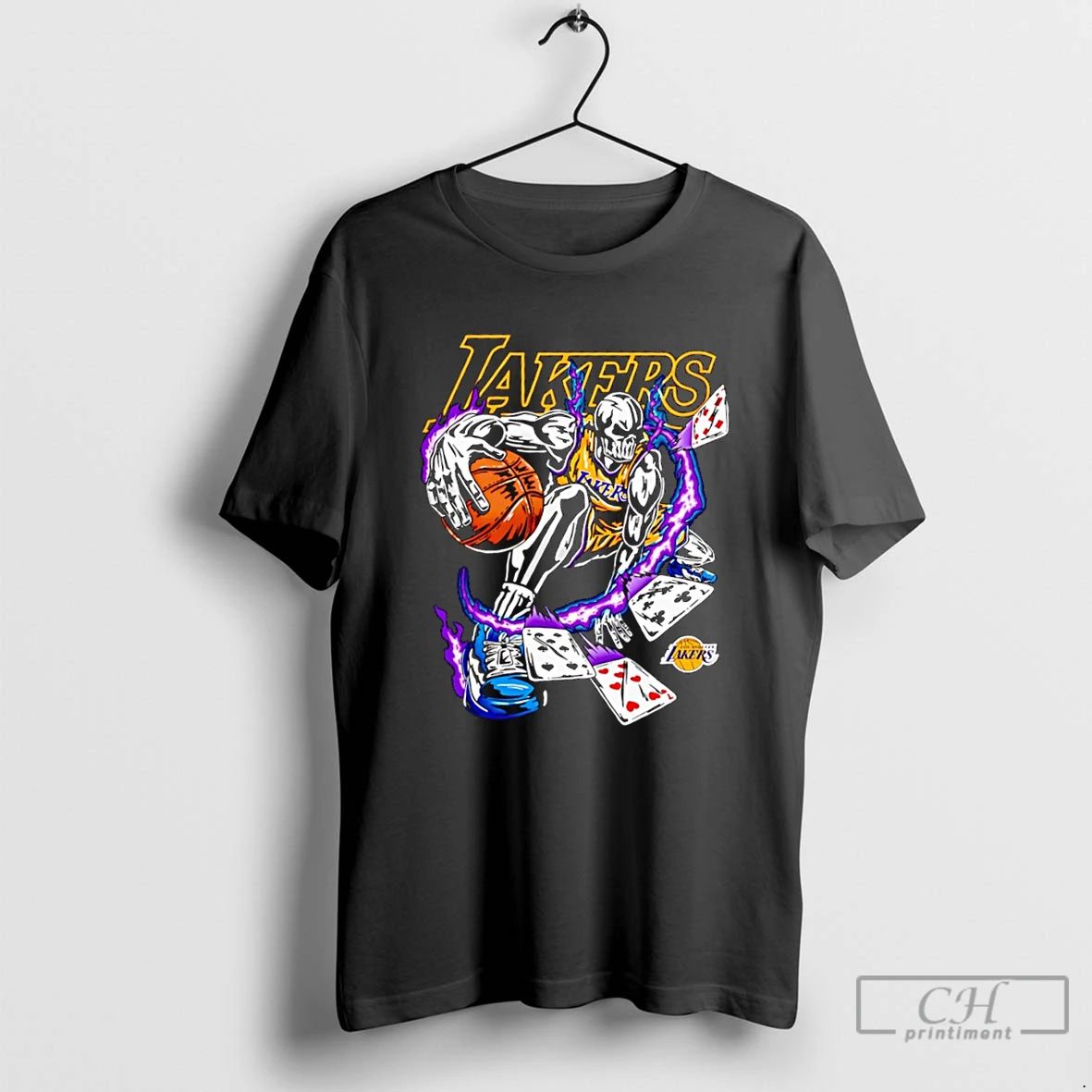 Classic Warren Lotas X Los Angeles Lakers Collab Skeleton Logo T Shirts