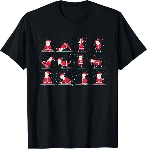 POPULAR! Merry Christmas Yoga Santa Practice Yoga Xmas Meditation T-Shirt S-3XL