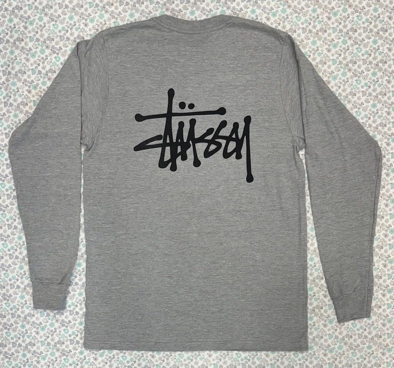 Stussy Basic Logo Grey/ Heather Mens Long Sleeve Size SM
