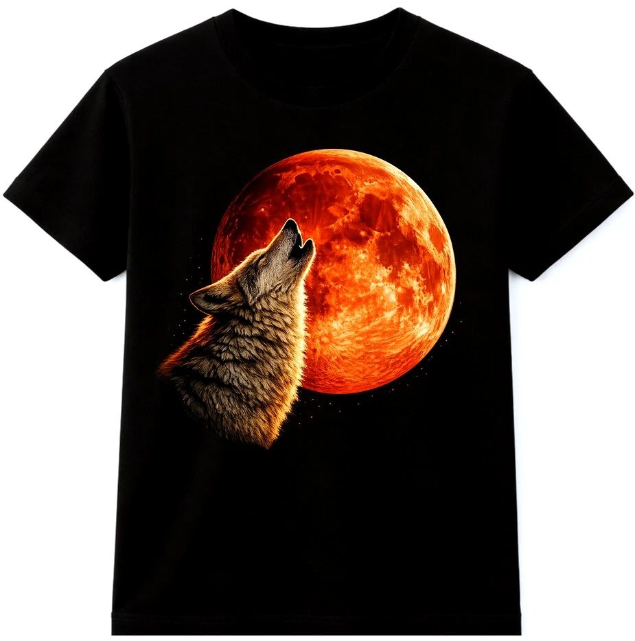 Howling Wolf T Shirt Full Moon Graphic Tee Wildlife Night Forest Animal Shirt