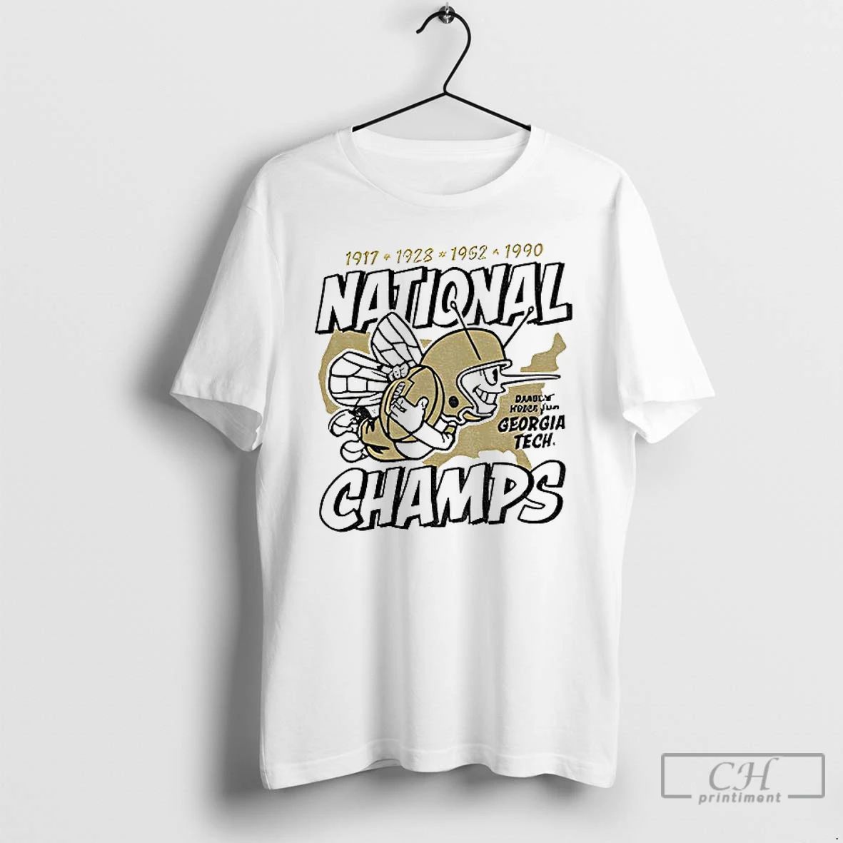 Classic Georgia Tech Yellow Jackets Football National Champs 1917 1928 1952 1990 T Shirts