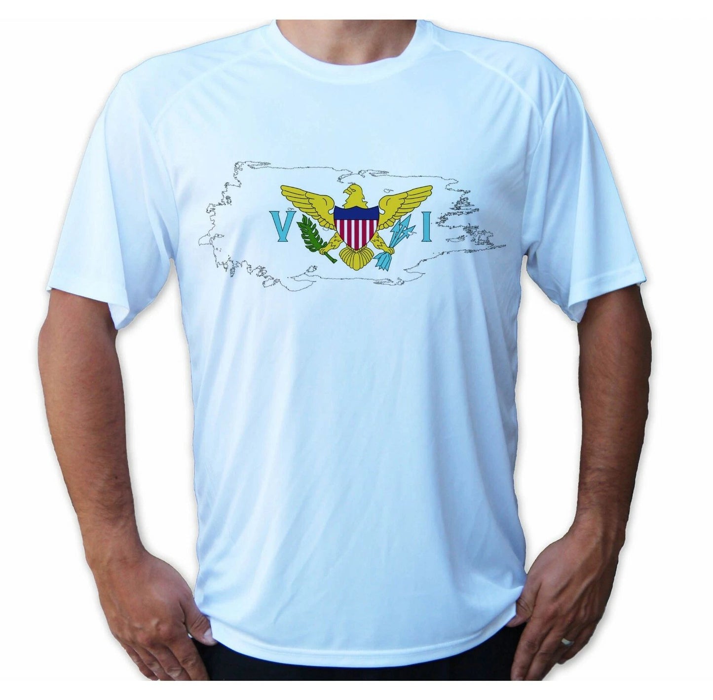 US Virgin Islands Flag Sport Boat UPF 50 T-Shirt Sun UV Protection Fishing Water