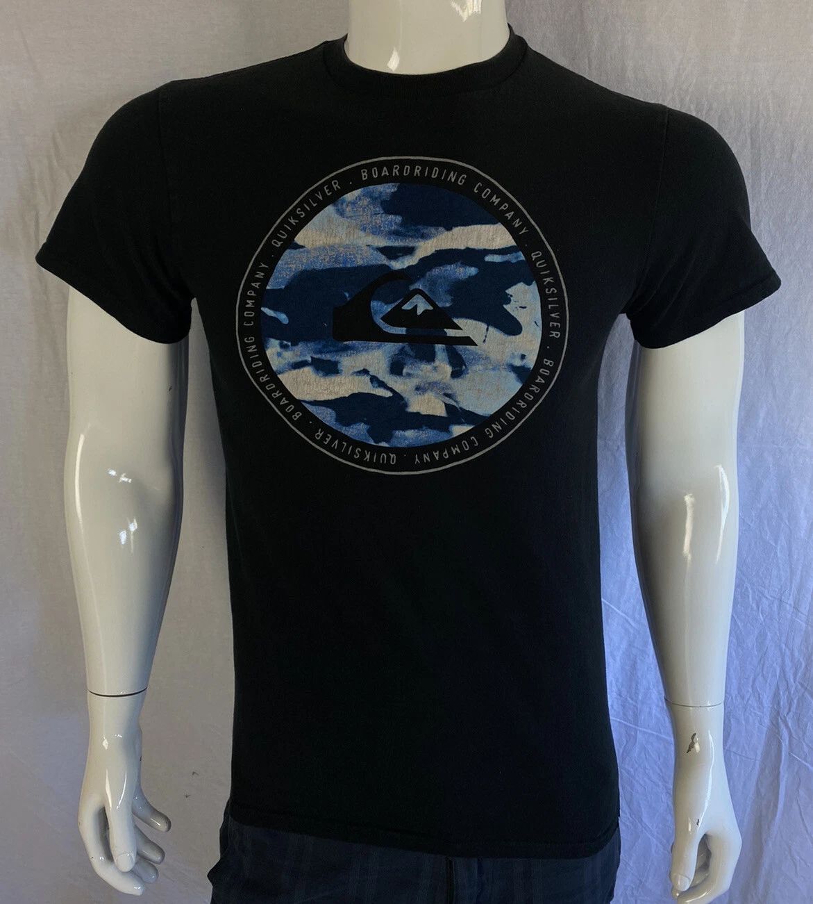 Quiksilver Boarding Company 2-Sided Black T-Shirt, Men's Size Small