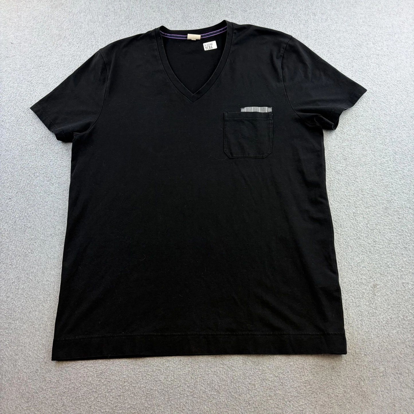 Boss Orange Shirt Mens 2XL Black V Neck Pocket Tee Cotton Casual Jersey Adult