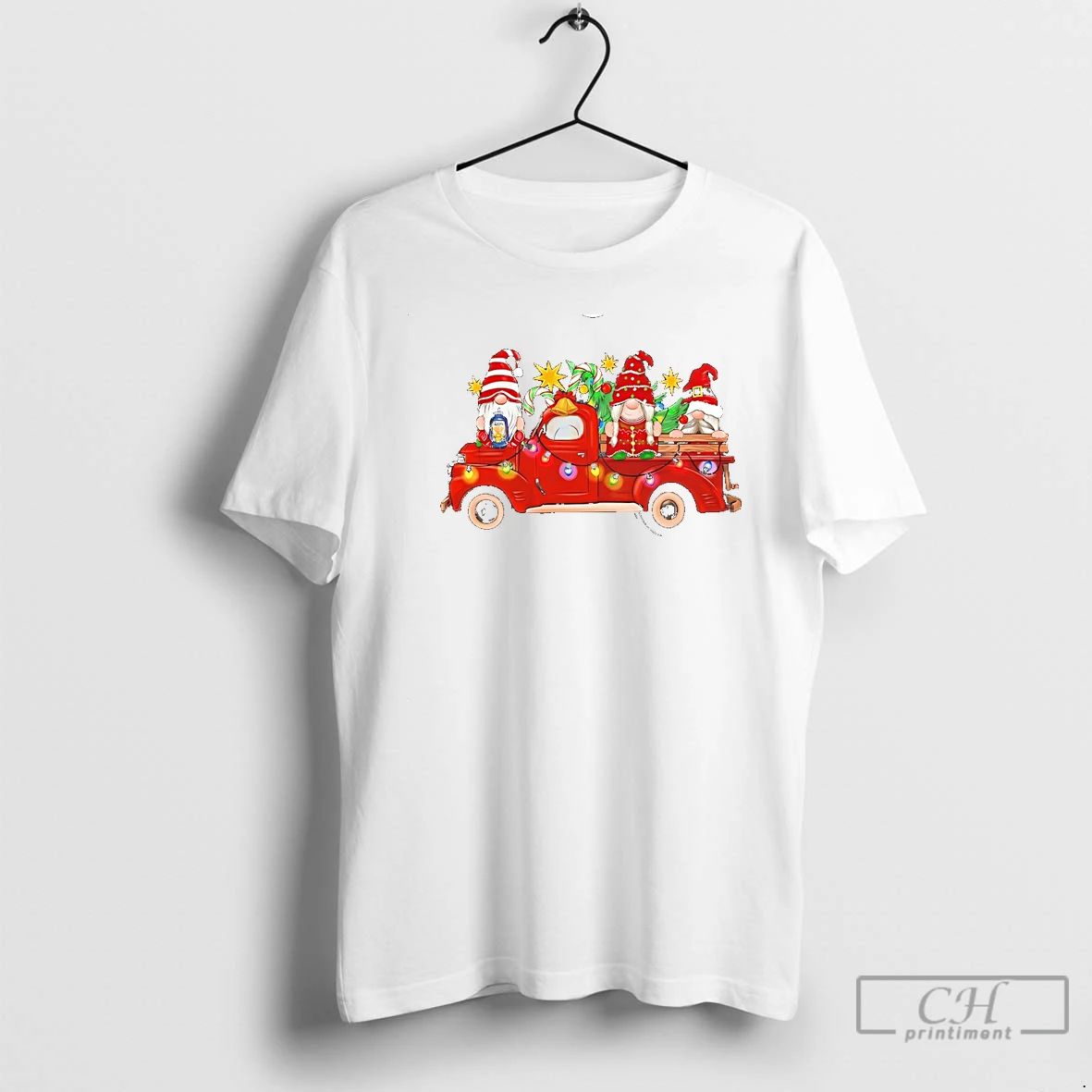 Classic Gnomes Lights And Candy Canes Red Truck Christmas T Shirts