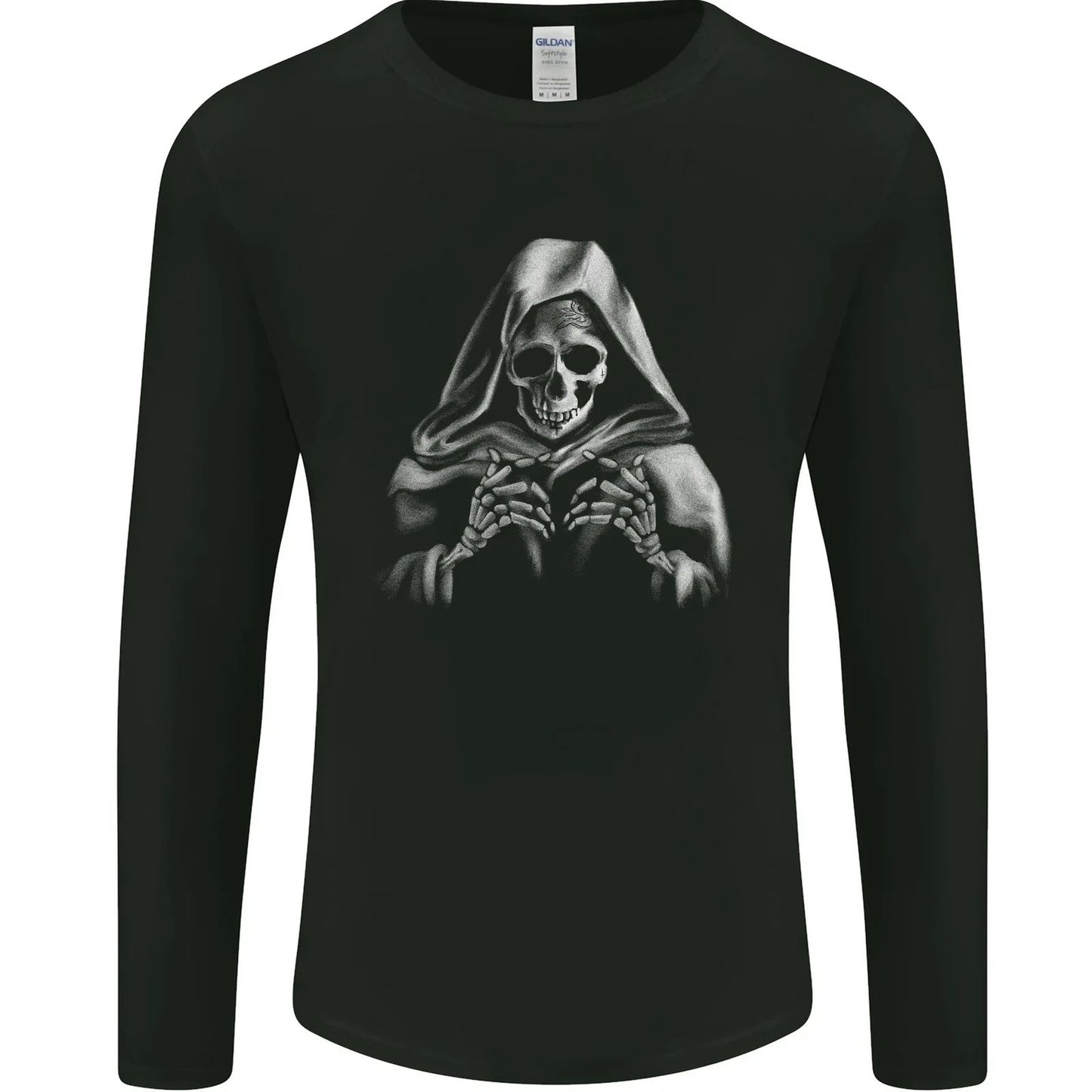 Grim Reaper Skull Mens Long Sleeve T-Shirt