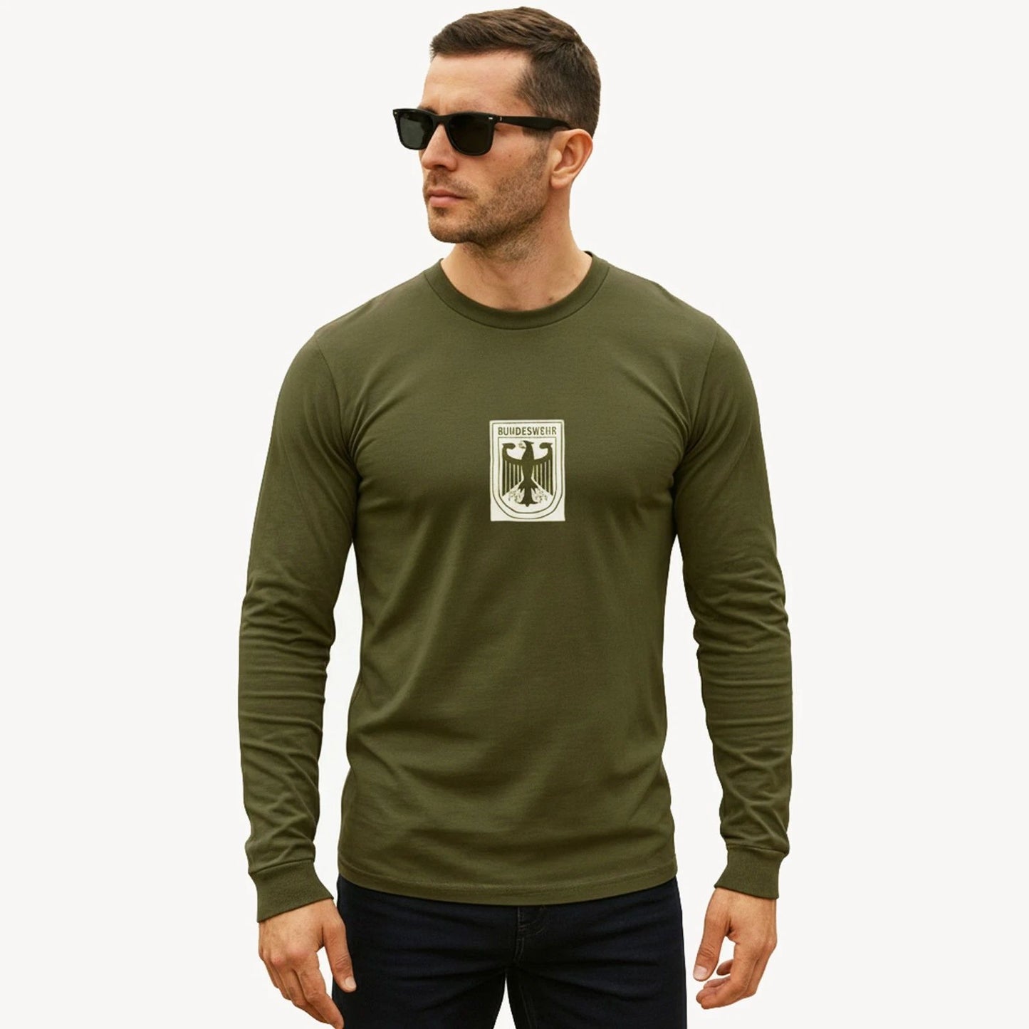 Army T Shirt German Bundeswehr Eagle Printed Combat Tactical Long Sleeve Tee Top