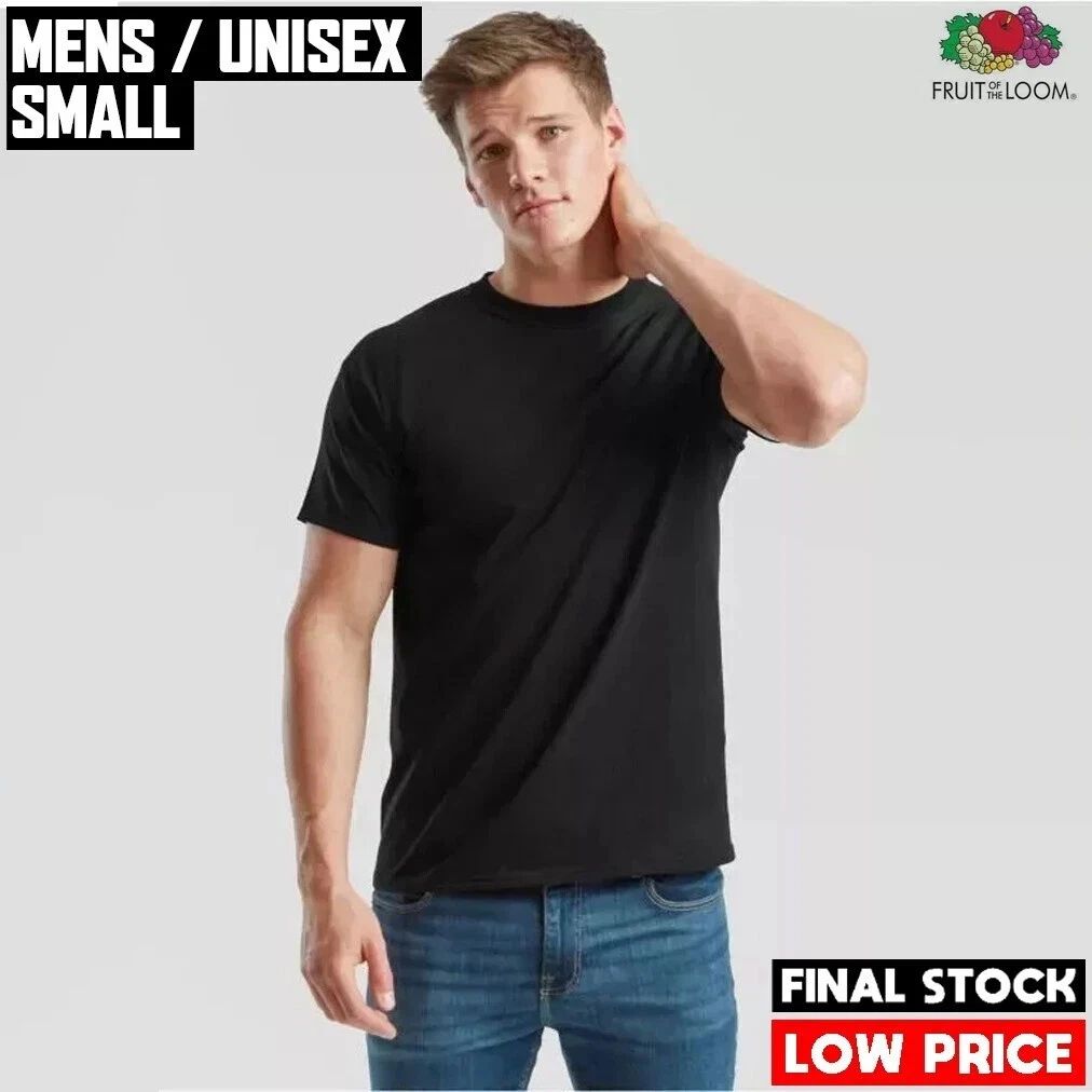 Fruit of the Loom Super Premium T Shirt S Mens Unisex Short Sleeve Plain FOTL
