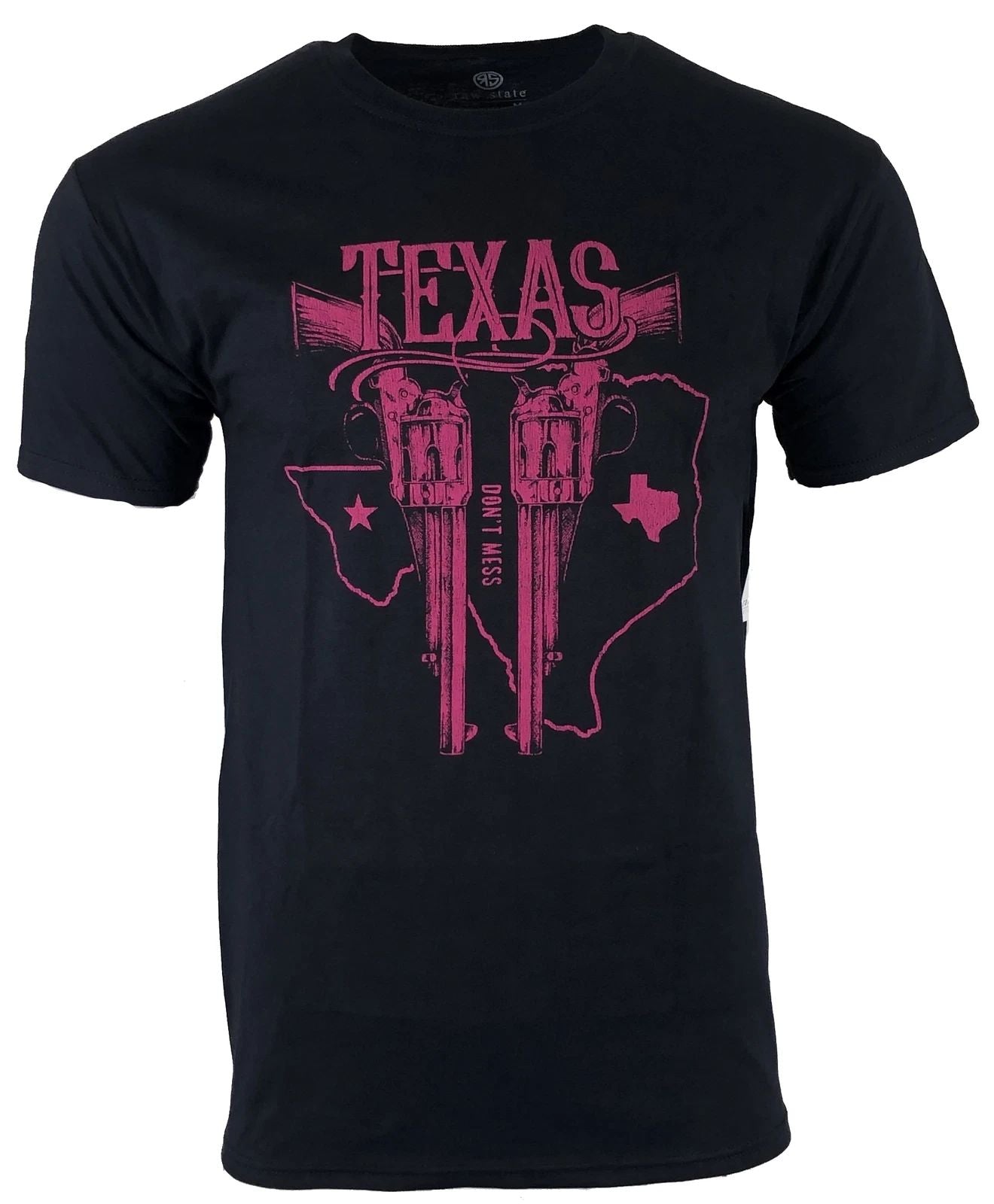 Raw State Men's T-Shirt TEXAS GUNS Biker Cowboy