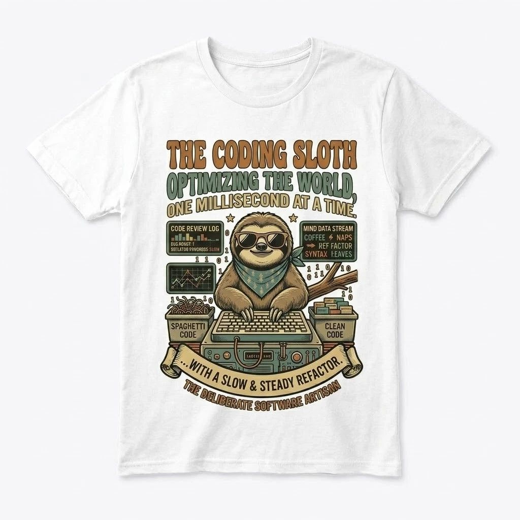 Funny Coding Sloth T-Shirt Programmer Software Engineer Gift Retro Tech Tee Shir