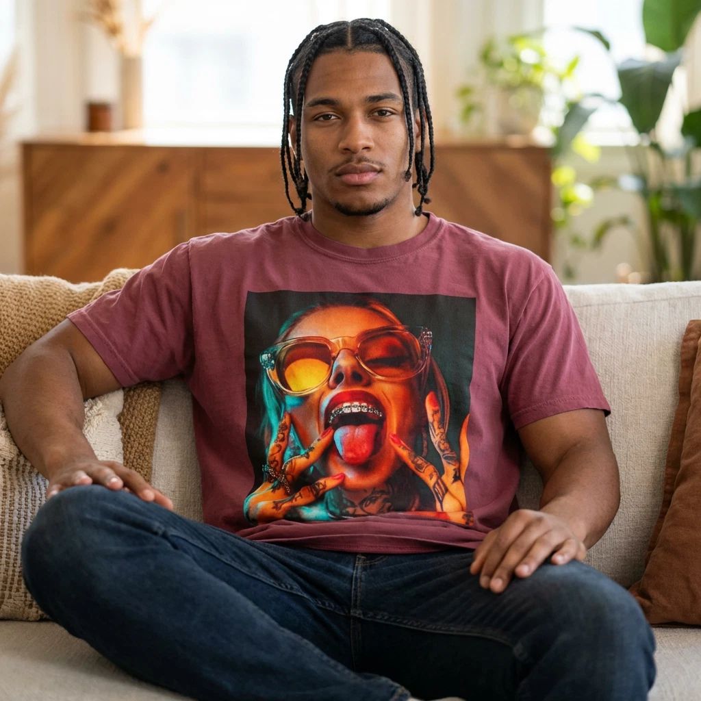 Neon Tattooed Woman Portrait T-shirt | Bold Graphic Tee
