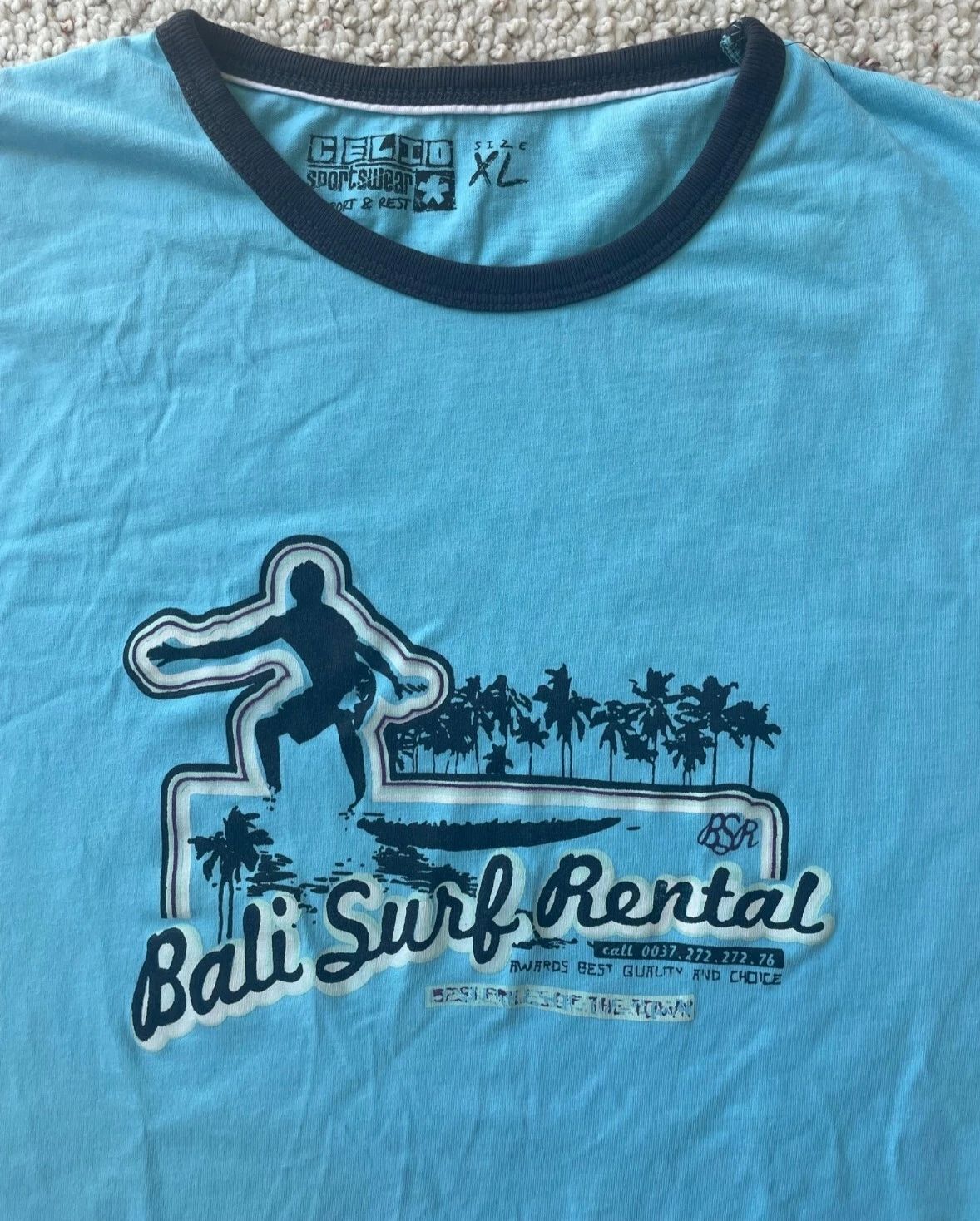 BALI Surf Rental Boys XL (fits like mens M) Lt Blue T-Shirt CELIO Sportswear