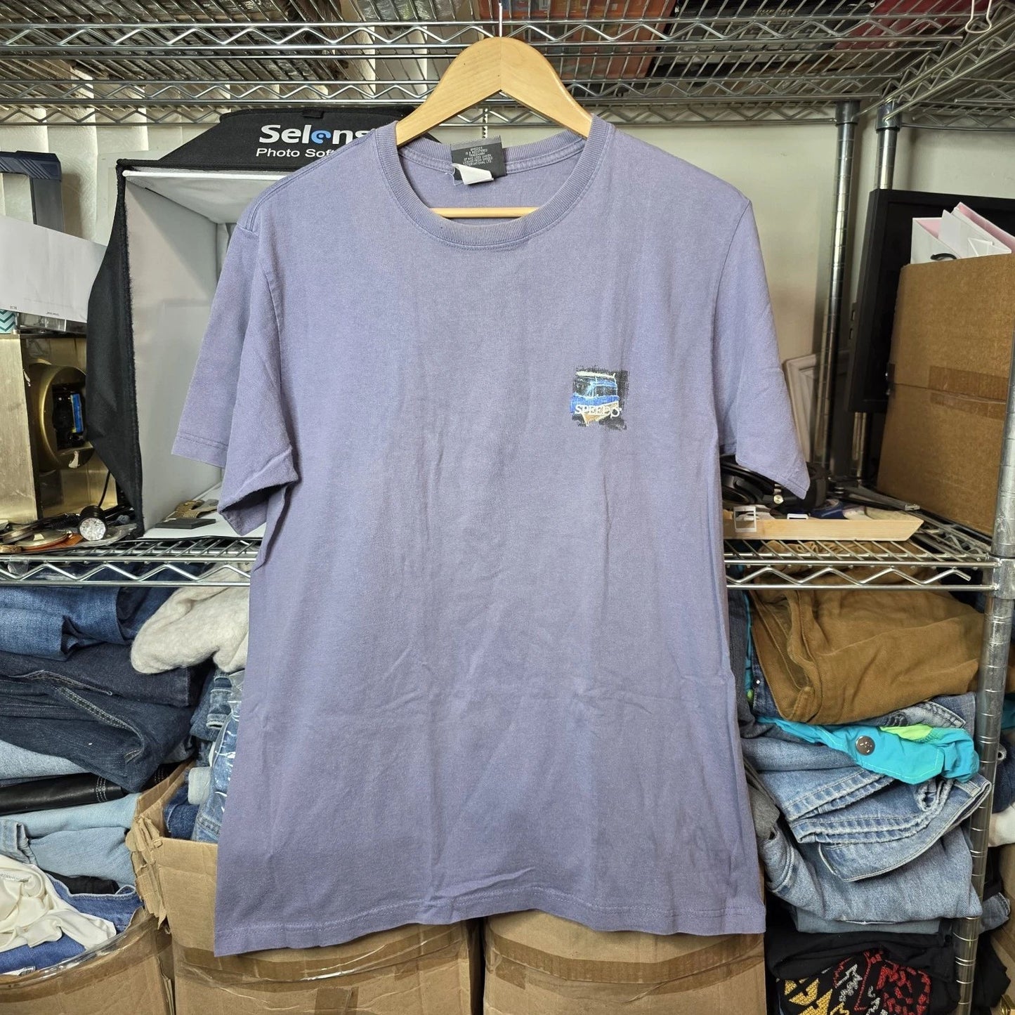 Vintage Speedo Graphic T-Shirt 2003 Beach Car Surf Tee Purple Size L