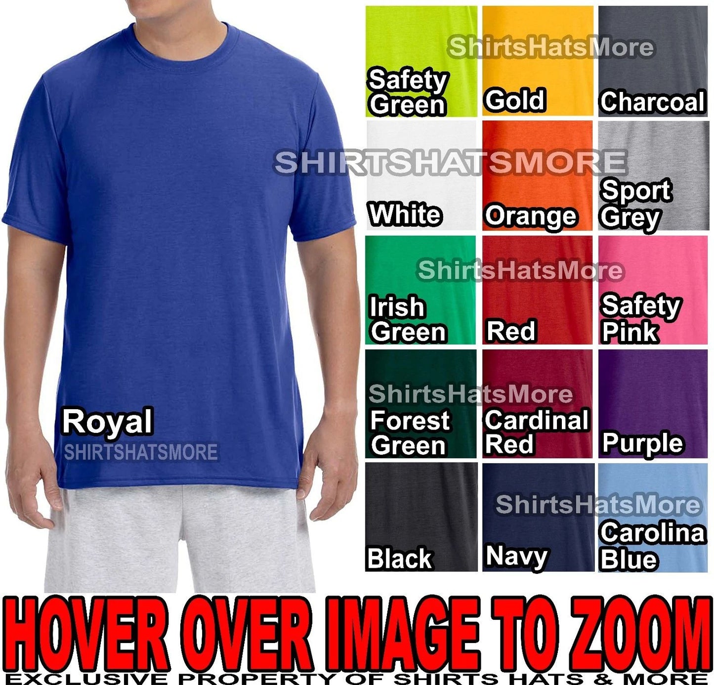 Gildan Mens Wicking T-Shirt Soft/Poly Performance NO SNAG S-XL, 2XL, 3XL NEW