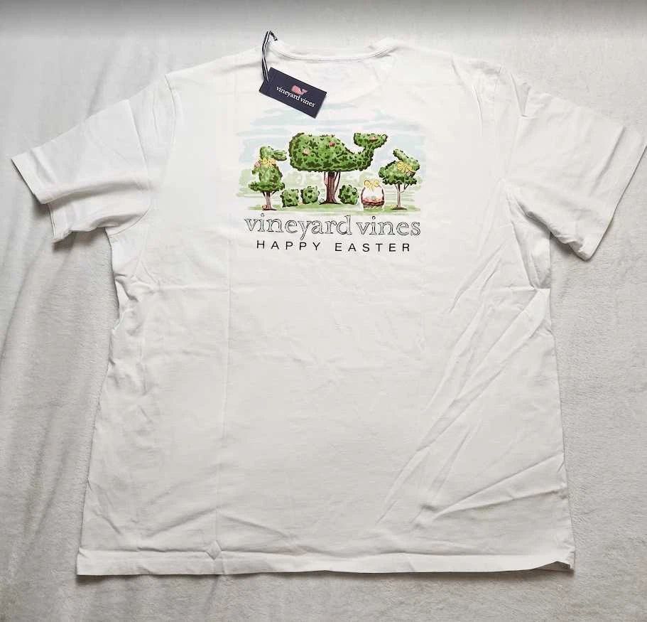 New men's L XL XXL Vineyard Vines Easter topiaries short sleeve pocket tee