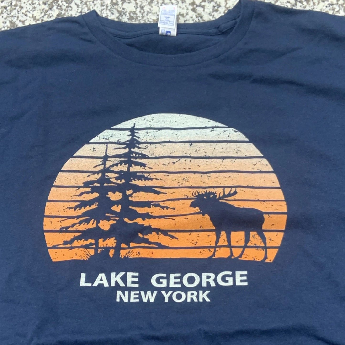 Gildan Men's 2XL Navy Blue Moose Graphic Print Crew Neck Short Sleeve T-Shirt