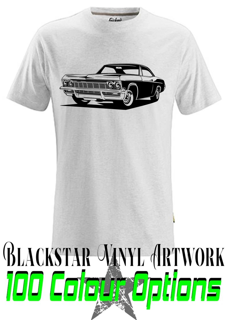 65 CHEVY IMPALA SUPERNATURAL CUSTOM T SHIRT MENS 100% COTTON FRUIT OF THE LOOM.