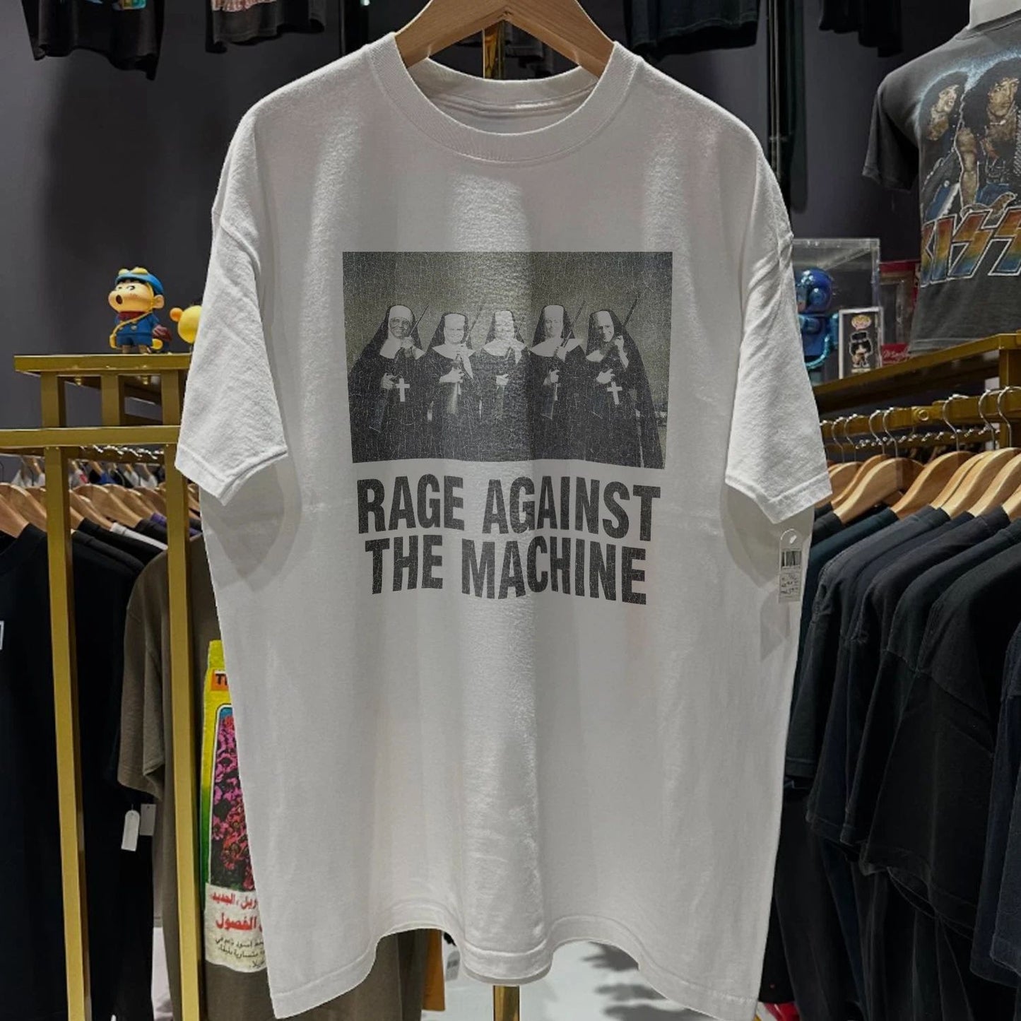90s RATM Nuns And Guns Washed T-Shirt White M