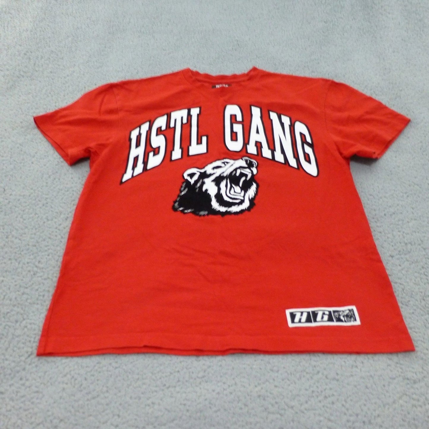 Hustle Gang T Shirt Mens Medium Red HSTL GANG Bear Graphic Streetwear Tee