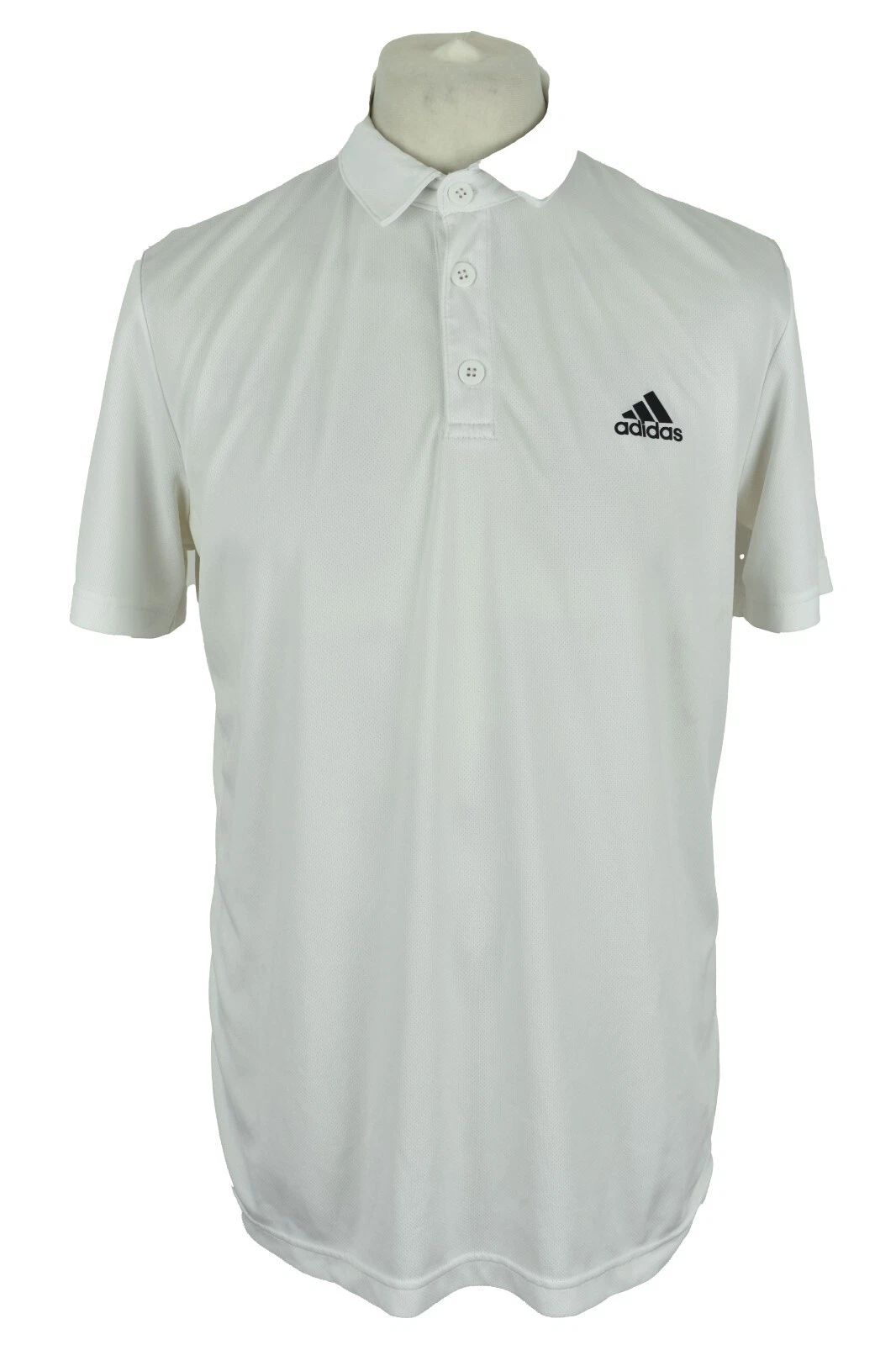 ADIDAS White Polo Shirt size L Mens Aeroready Sports Shirt Short Sleeves Top
