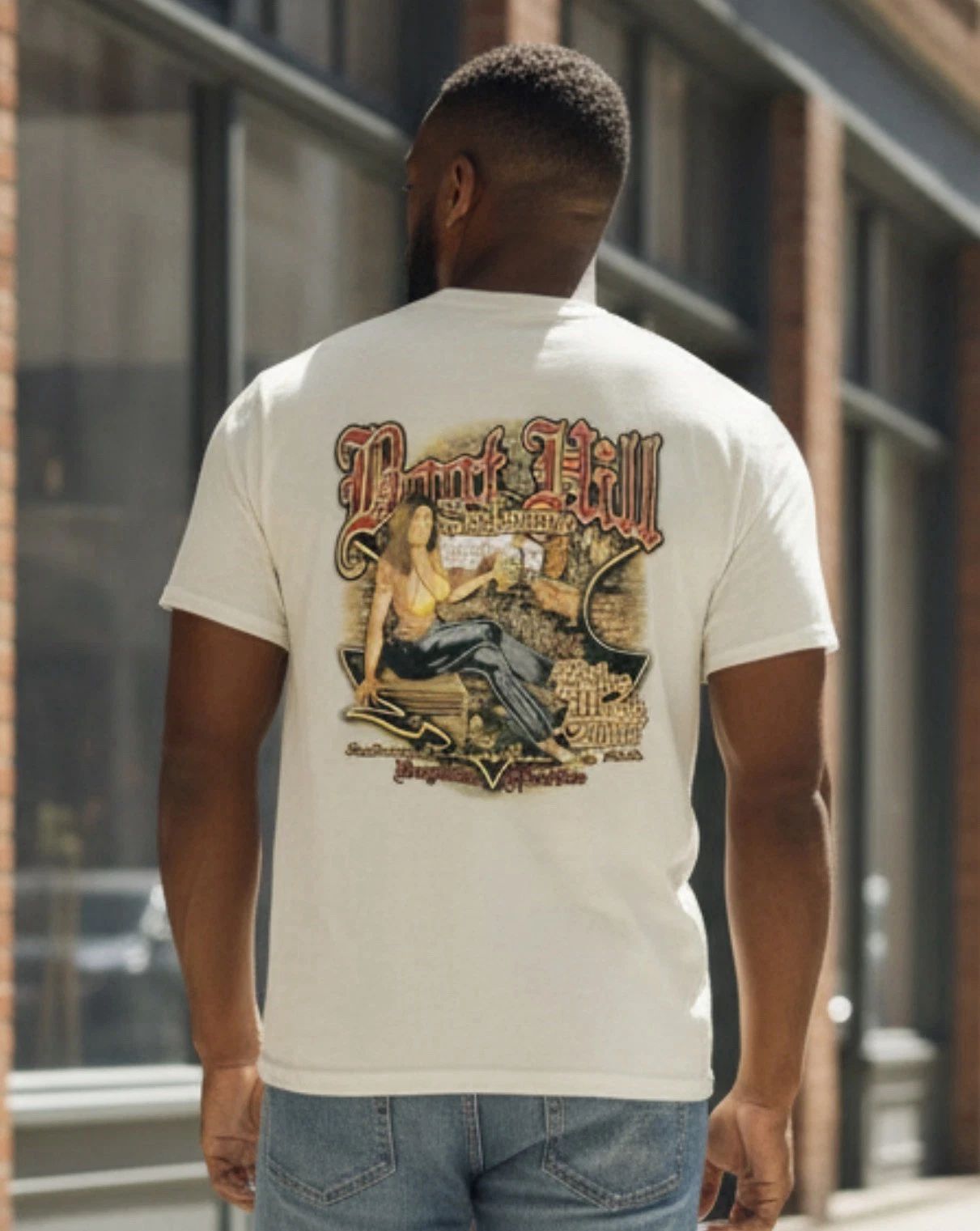 Vintage 2007 Boot Hill Saloon Beige T-Shirt Biker Bar Cards Chopper Size 2XL