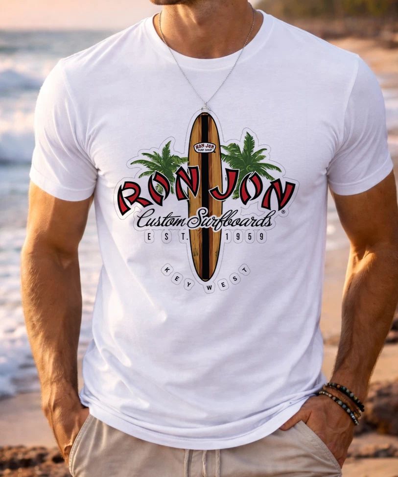 Custom Graphic T-Shirt ron jon surfboard style Tee Unisex Any Size