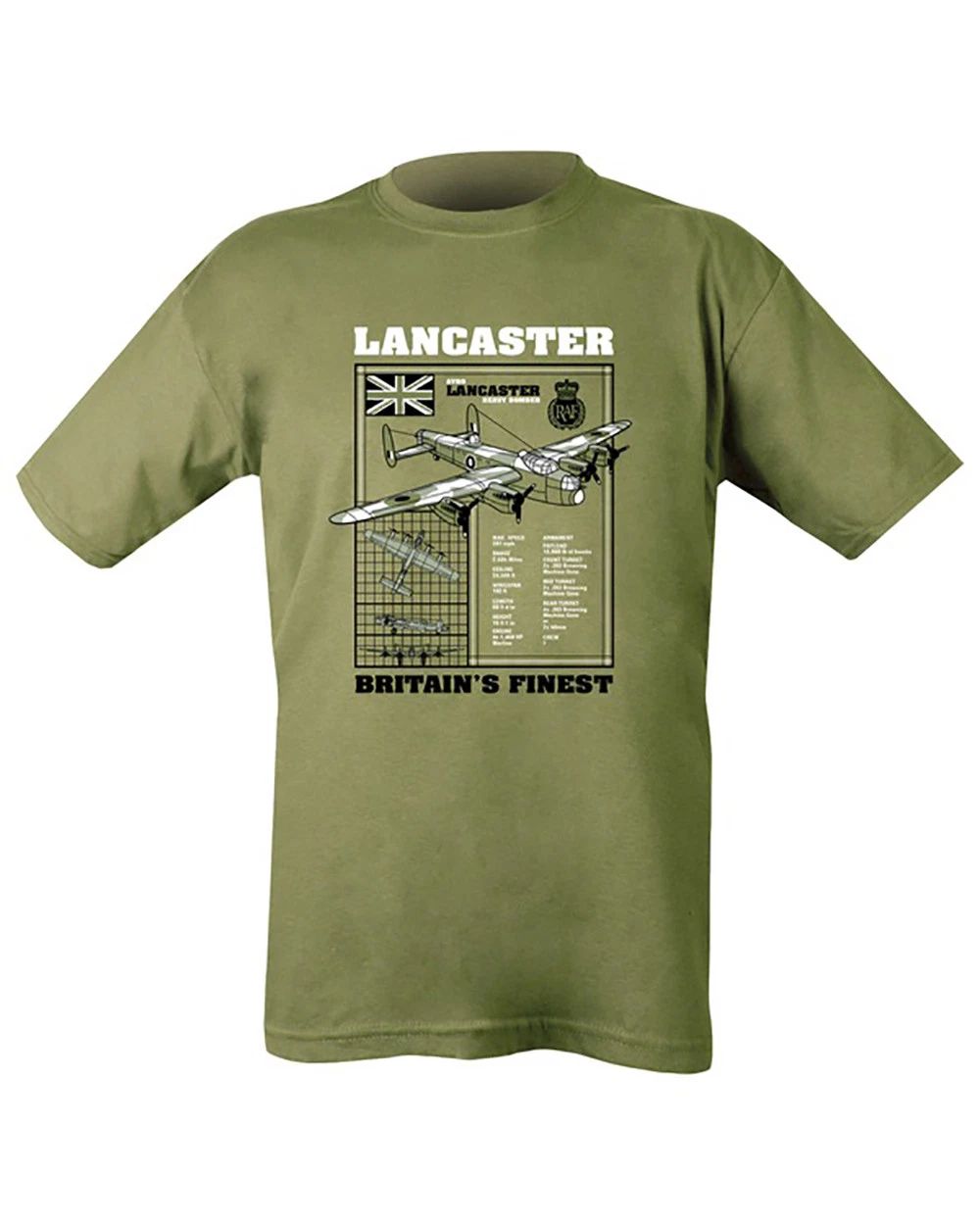 Mens Military Outdoor Lancaster Areoplane 100% Cotton Green T-shirt Tshirt