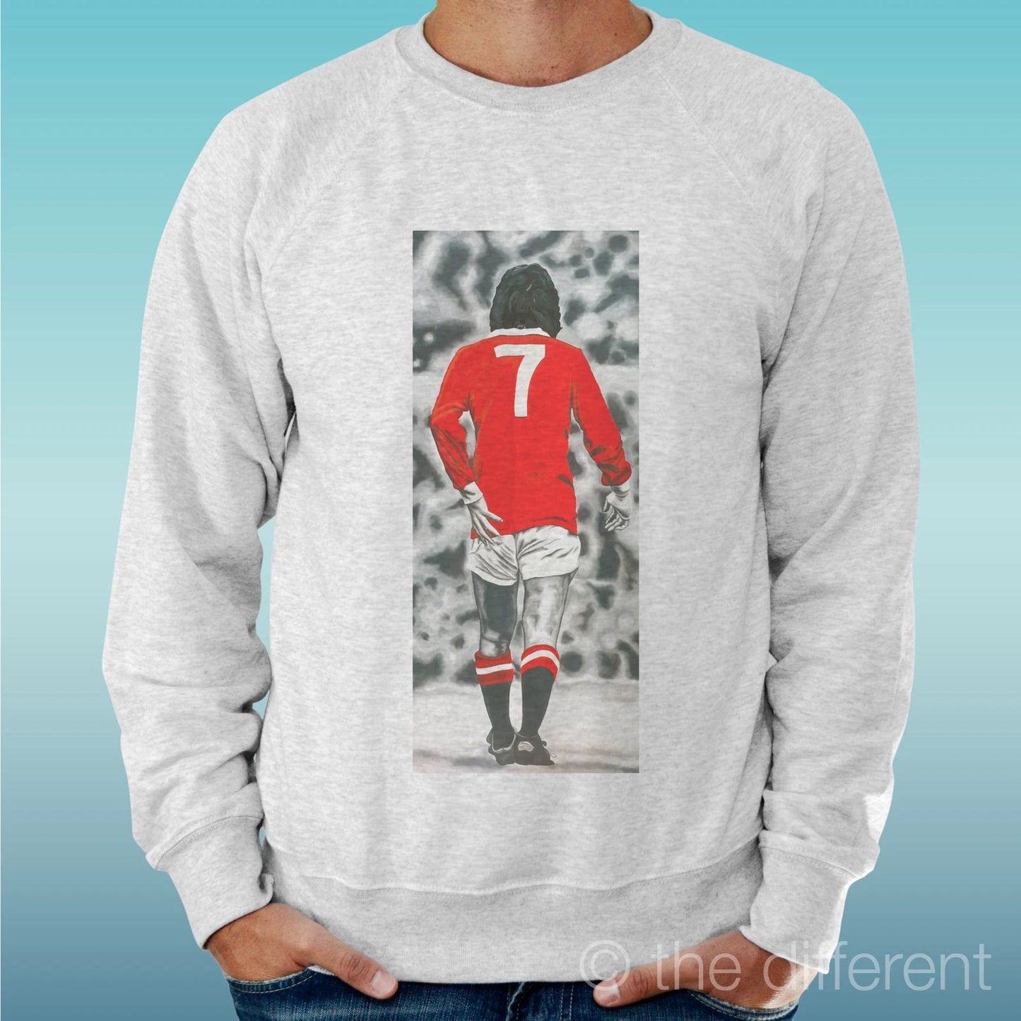 Felpa Man Light Sweater Light Grey " George Best 7 Manchester "