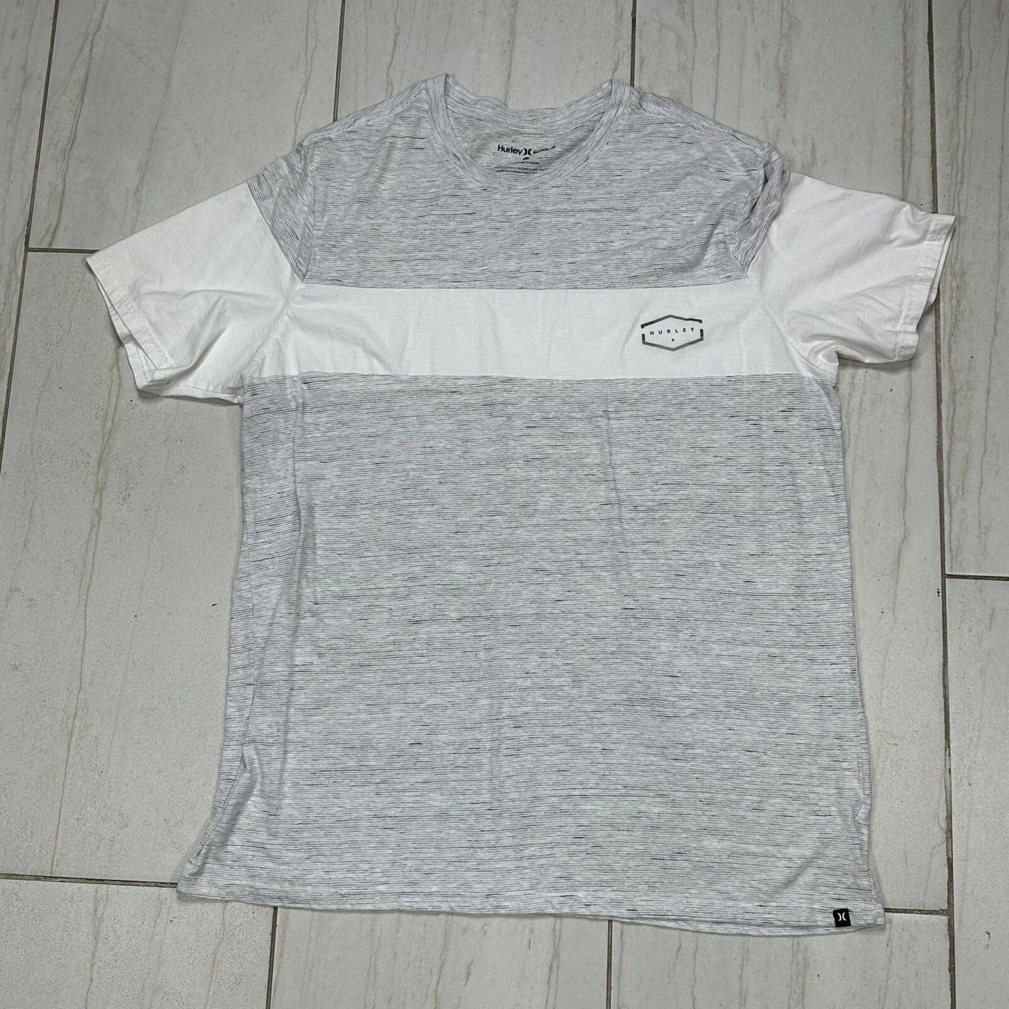 Hurley Grey Gray and white tshirt surf skate Men's 2XL