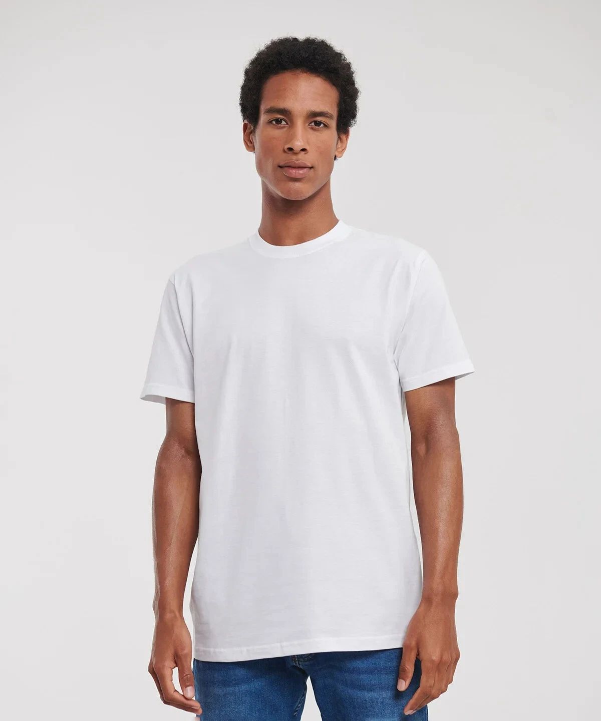 Men's White T Shirt Russell Super Ringspun 100% Cotton Size Medium J180M
