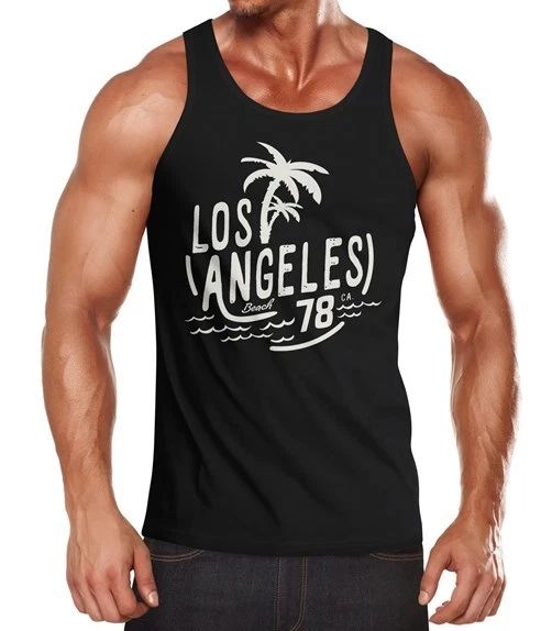 Men's Los Angeles Beach Palm Trees Surf Print Slim Fit Neverless® T-Shirt