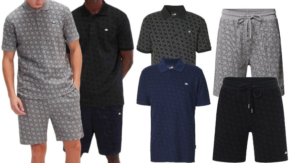 Ellesse Men's Alaria Polo Shirt & Shorts Set Cotton Matching Tee Top XS - 2XL