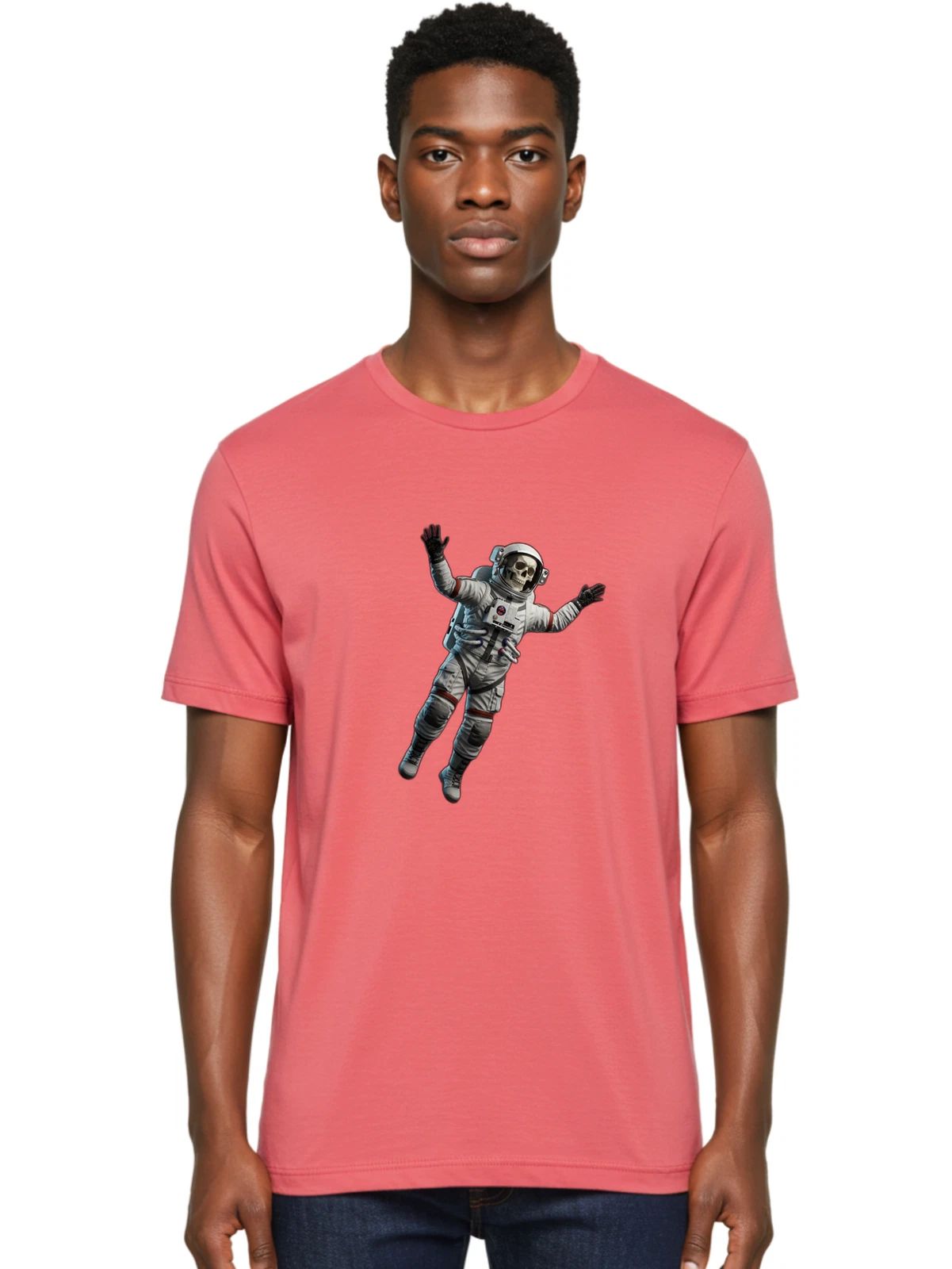Floating-Skeleton-Astronaut Mens Graphic Tee, 100% Cotton, Casual Summer Wear