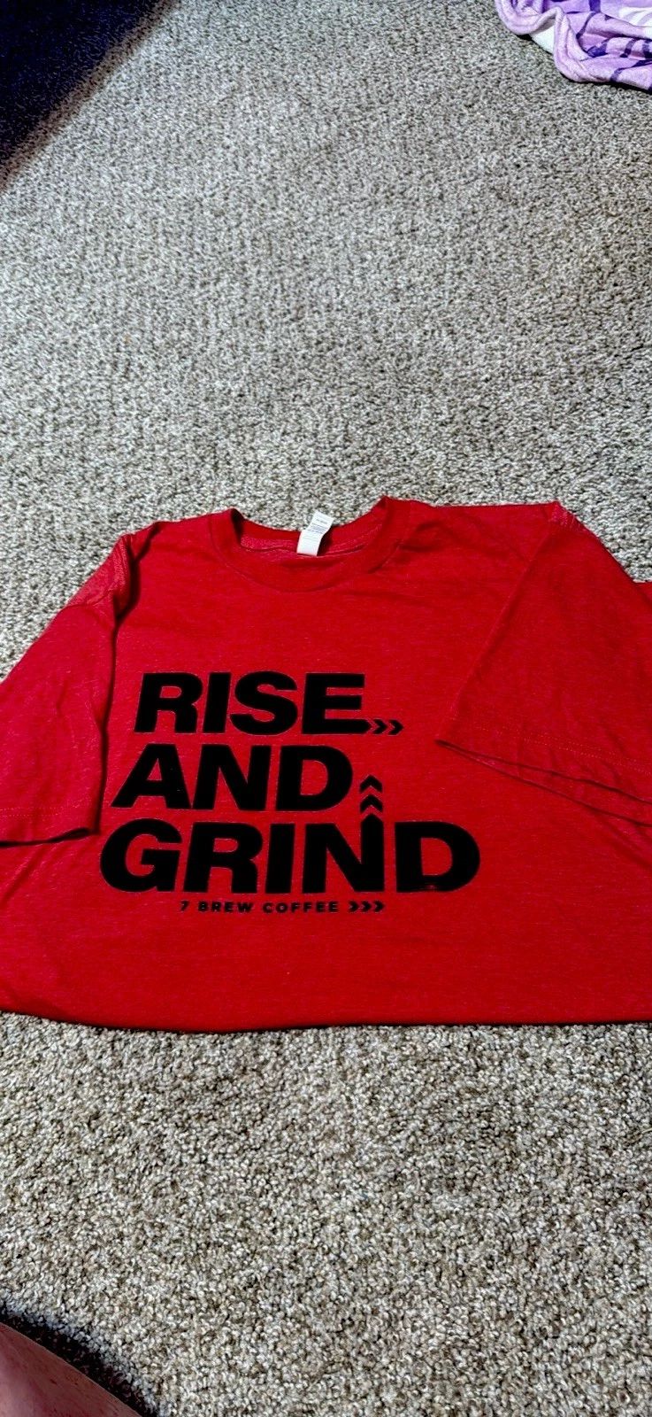 Seven brew Rise and Grind Coffee Graphic Red Cotton T-Shirt Size L