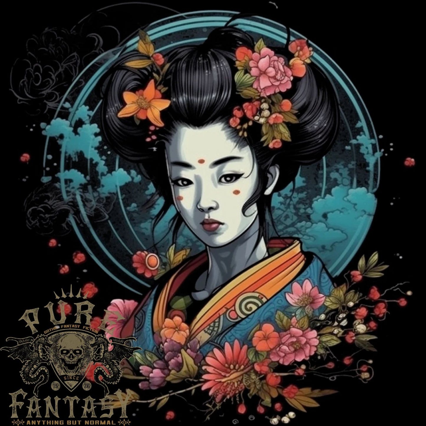 Geisha Girl With Flowers Fantasy Mens Light Cotton T-Shirt