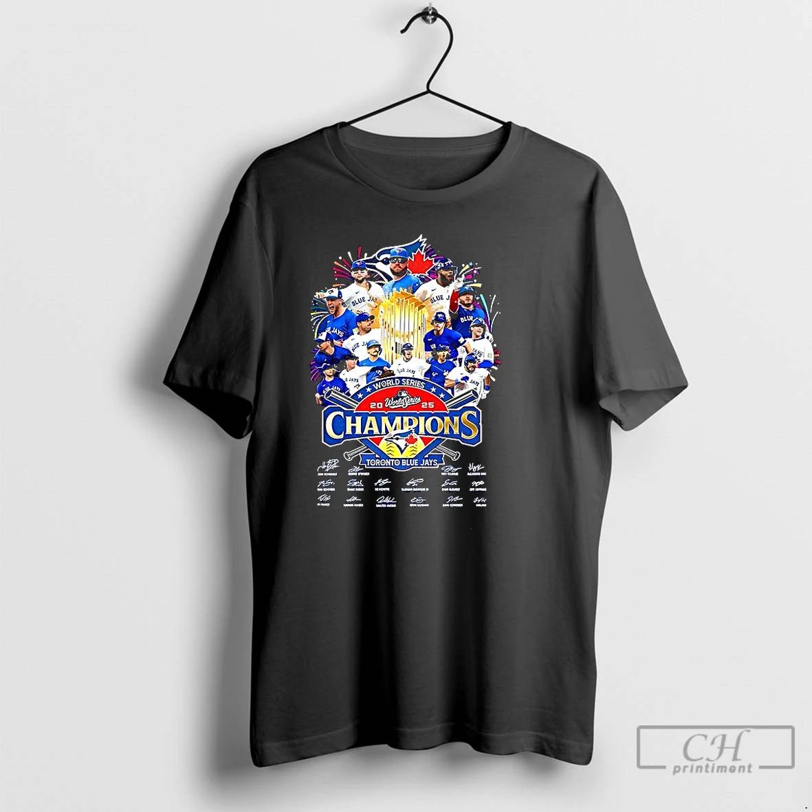 Classic Toronto Blue Jays 2025 World Series Champions Trophy Player Signature T Shirts
