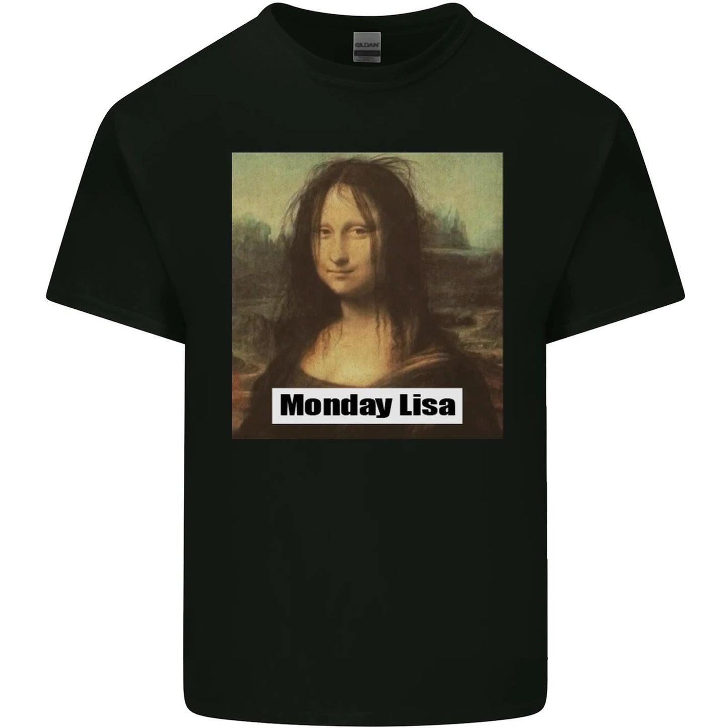 Mona Lisa Parody Monday Lisa Mens Cotton T-Shirt Tee Top