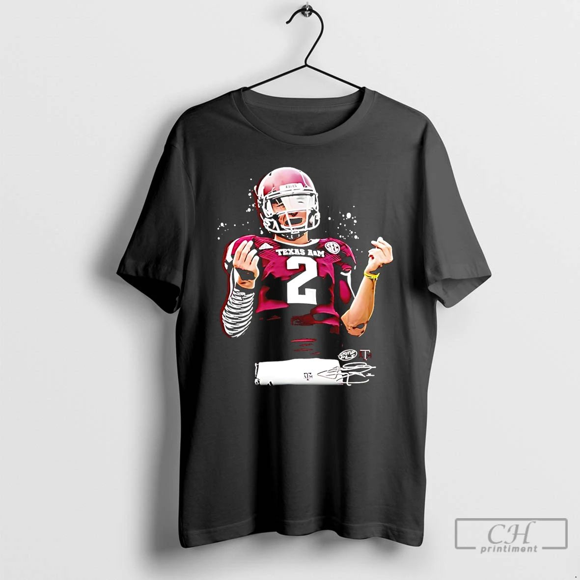 Classic Johnny Manziel Texas Am Aggies Player Collage Signature T Shirts