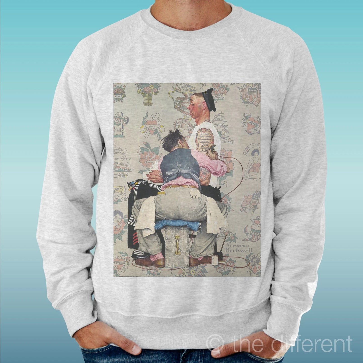 Felpa Man Light Sweater Light Grey " Tatuaggio Draw Illustration "