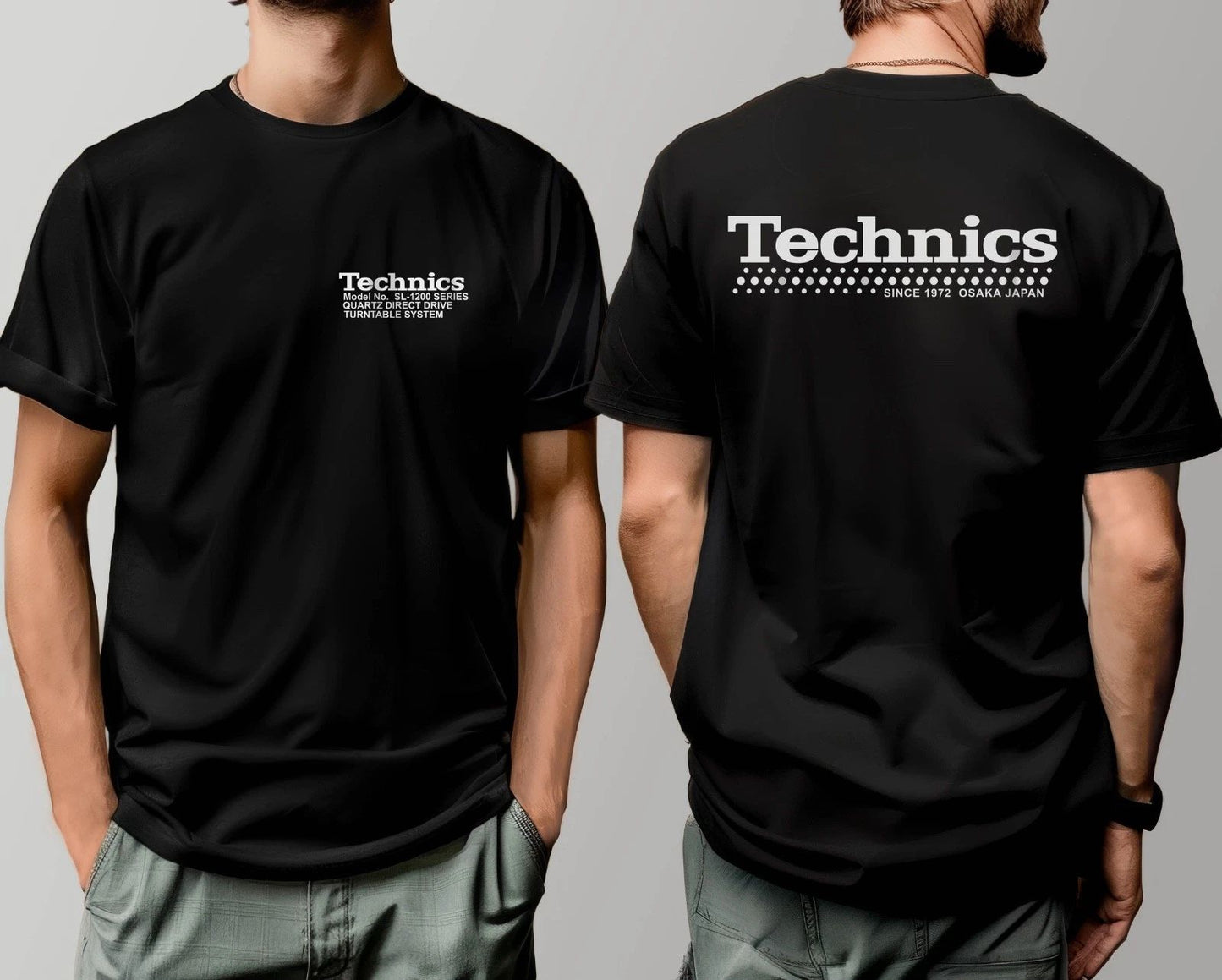 TECHNICS SINCE 1972 OSAKA JAPAN LOGO T SHIRT DJ 1200 TURNTABLE VINYL MUSIC