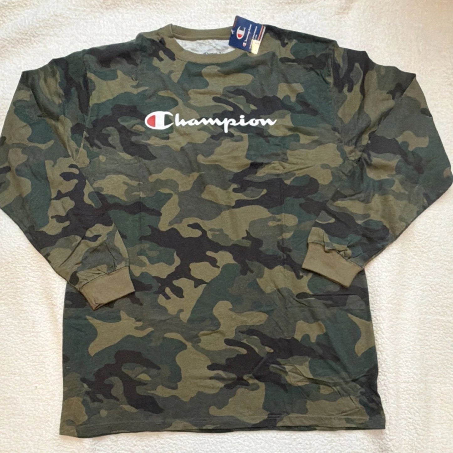 Champion Men's Camouflage Long Sleeve Logo T-Shirt Size XLT Crew Neck Big & Tall
